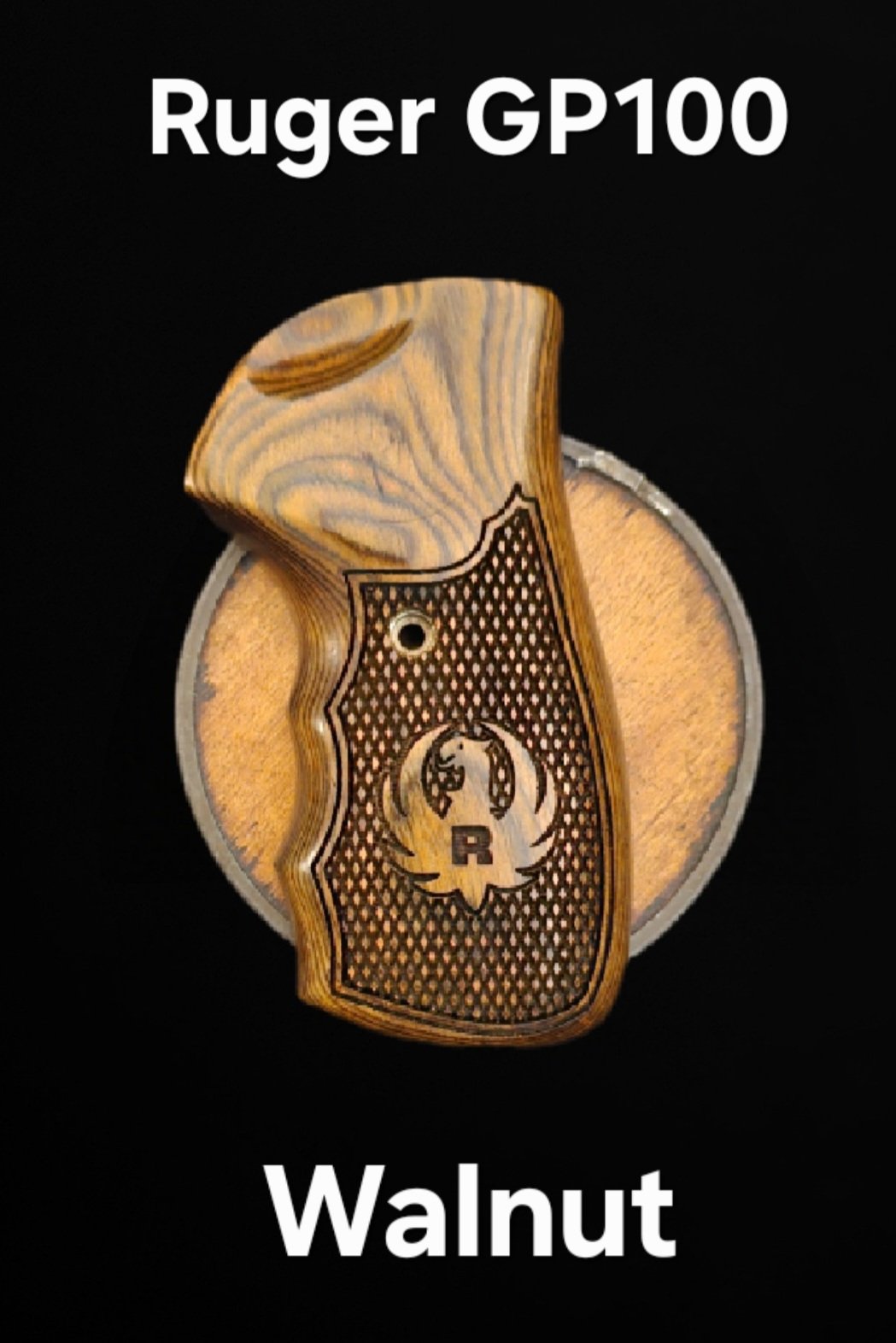 Ruger GP100 FGT Fingergroove Target Grips Checkered with Inset Phoenix • Walnut shown