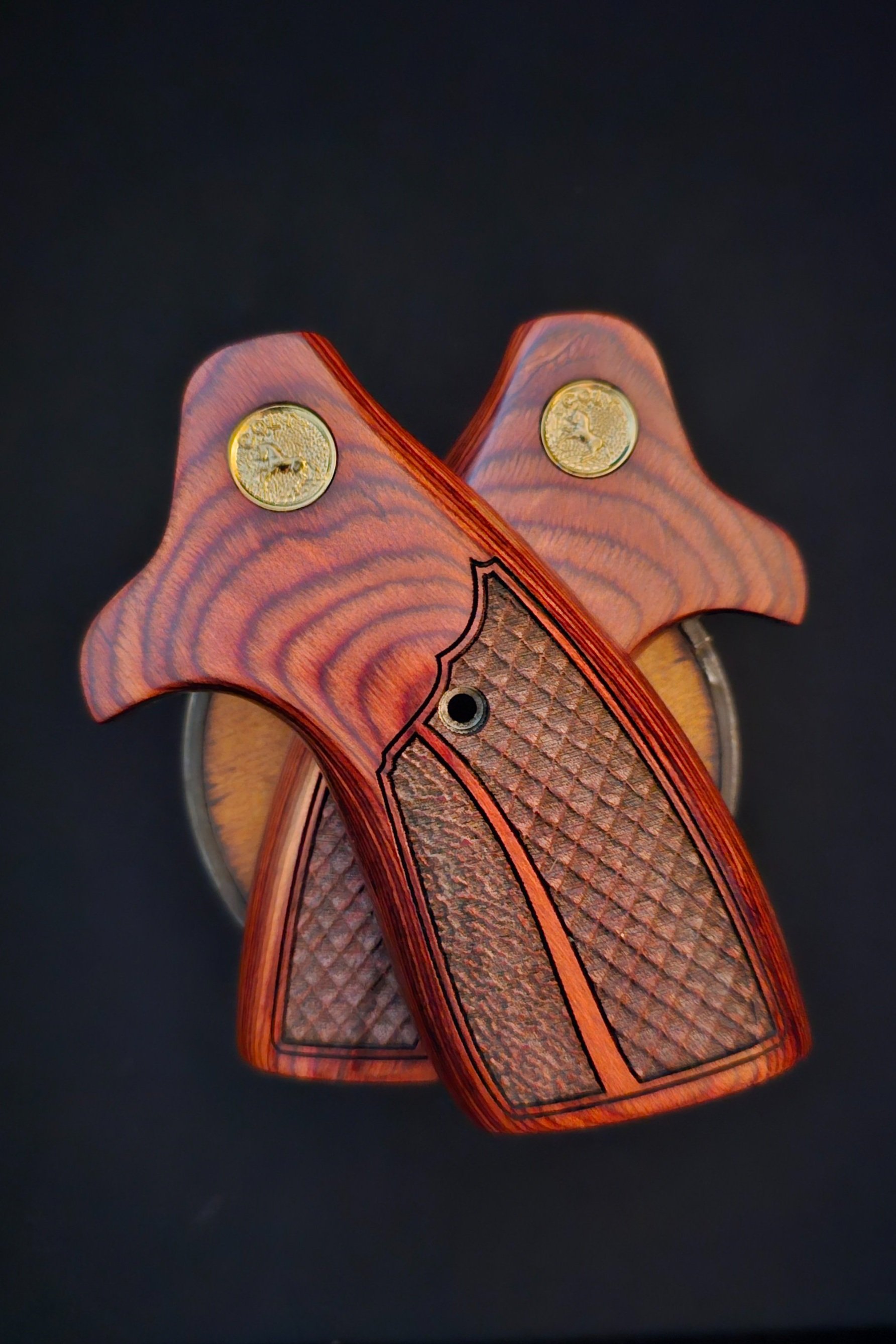 Colt King Cobra Extended Target Grips Dragonscales/Stipple Legacy Optional Medallions & Backstrap! Red-Wood*