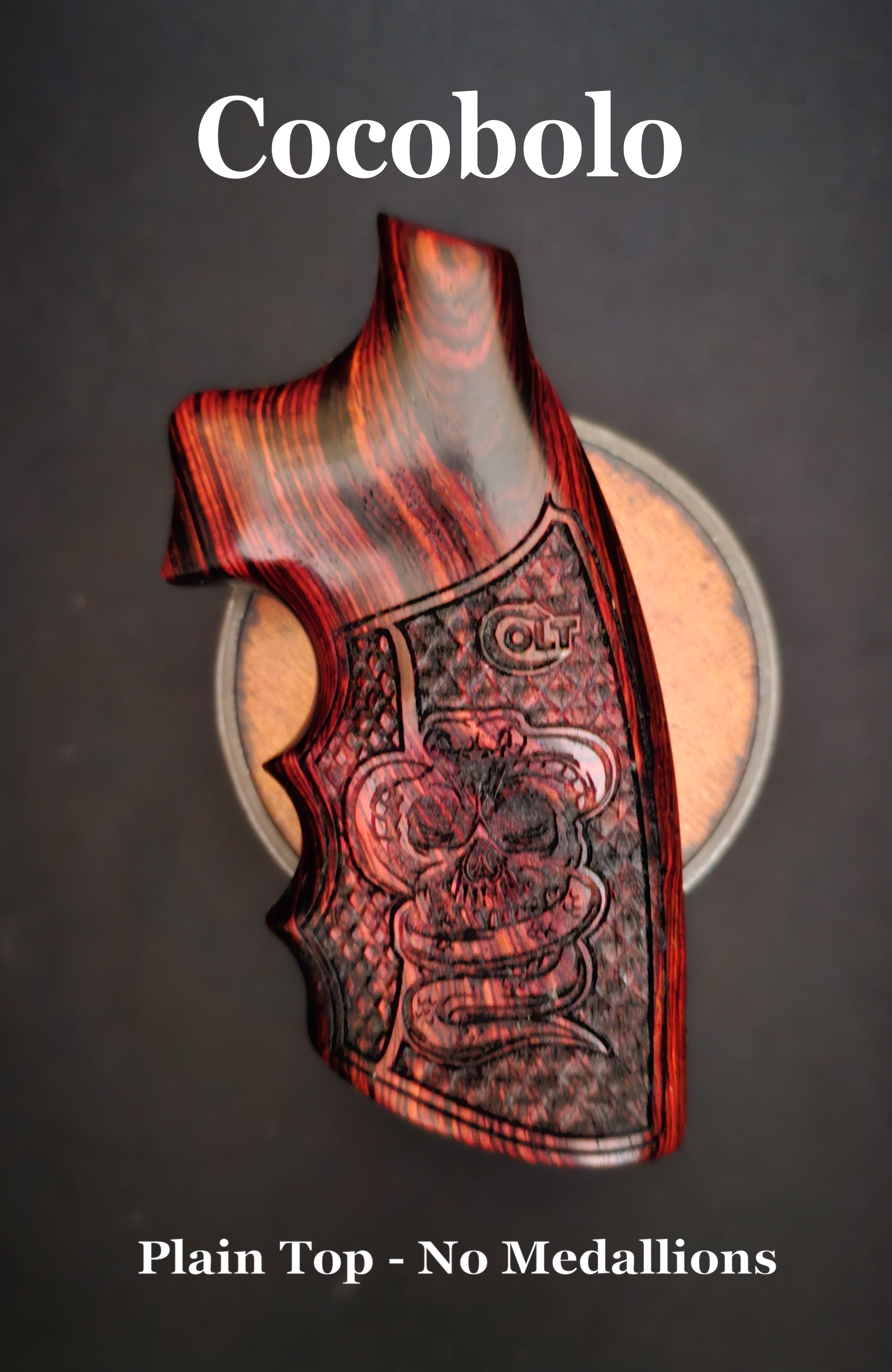 Colt Python All Years • Anaconda 2021 I-Frame "Skull & Snake" Dragonscales/FlatTop with Inset Serpentine Cocobolo Shown