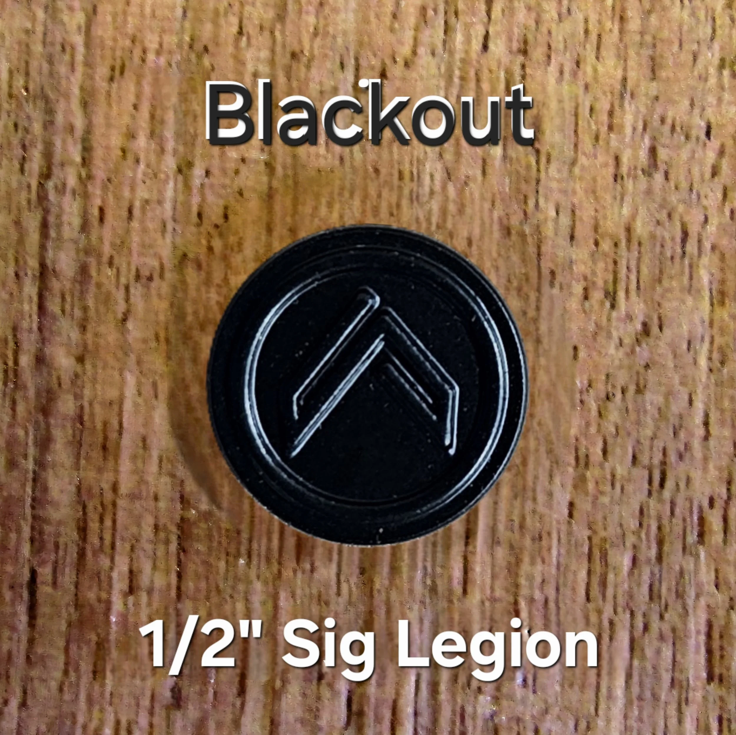 A close-up of a label on a product package indicating a 1/2 inch sign in Legion.