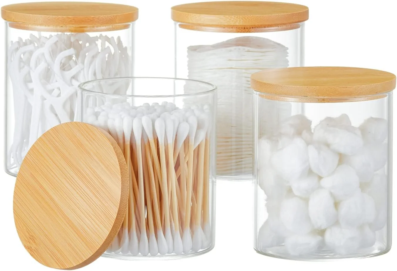  Qtip / cotton balls / swab pad jars 