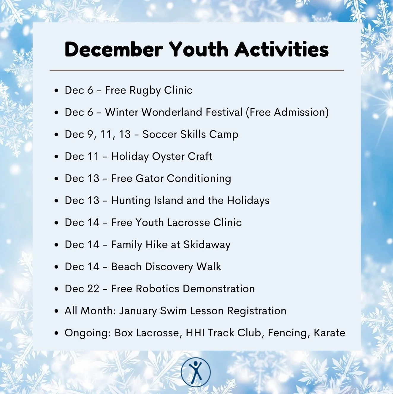 Our December is stacked! Join us for some fun and recreation this season: islandreccenter.org/winter-sports