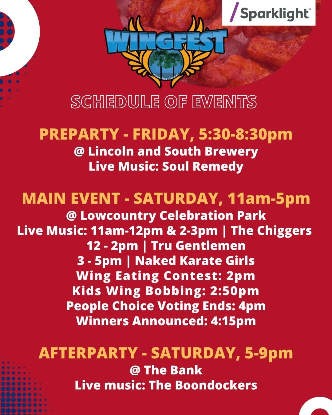 WINGFEST WEEKEND IS HERE 🍗🔥
Good food. Cold drinks. Live music. Great people.
It all starts tonight&hellip; and only gets better from there 😎
Let&rsquo;s make it a weekend 🙌
hiltonheadwingfest.com

#WingFest #HHIEvents #WeekendVibes #HiltonHead #