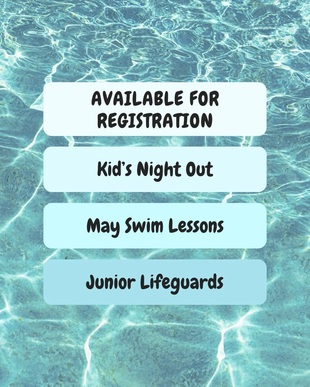 Freshly opened activities! KNO (May 1), May Swim Lessons, and Junior Lifeguards (June 15-19 &amp; July 20-24) are now taking registrations: islandreccenter.org/spring-sports