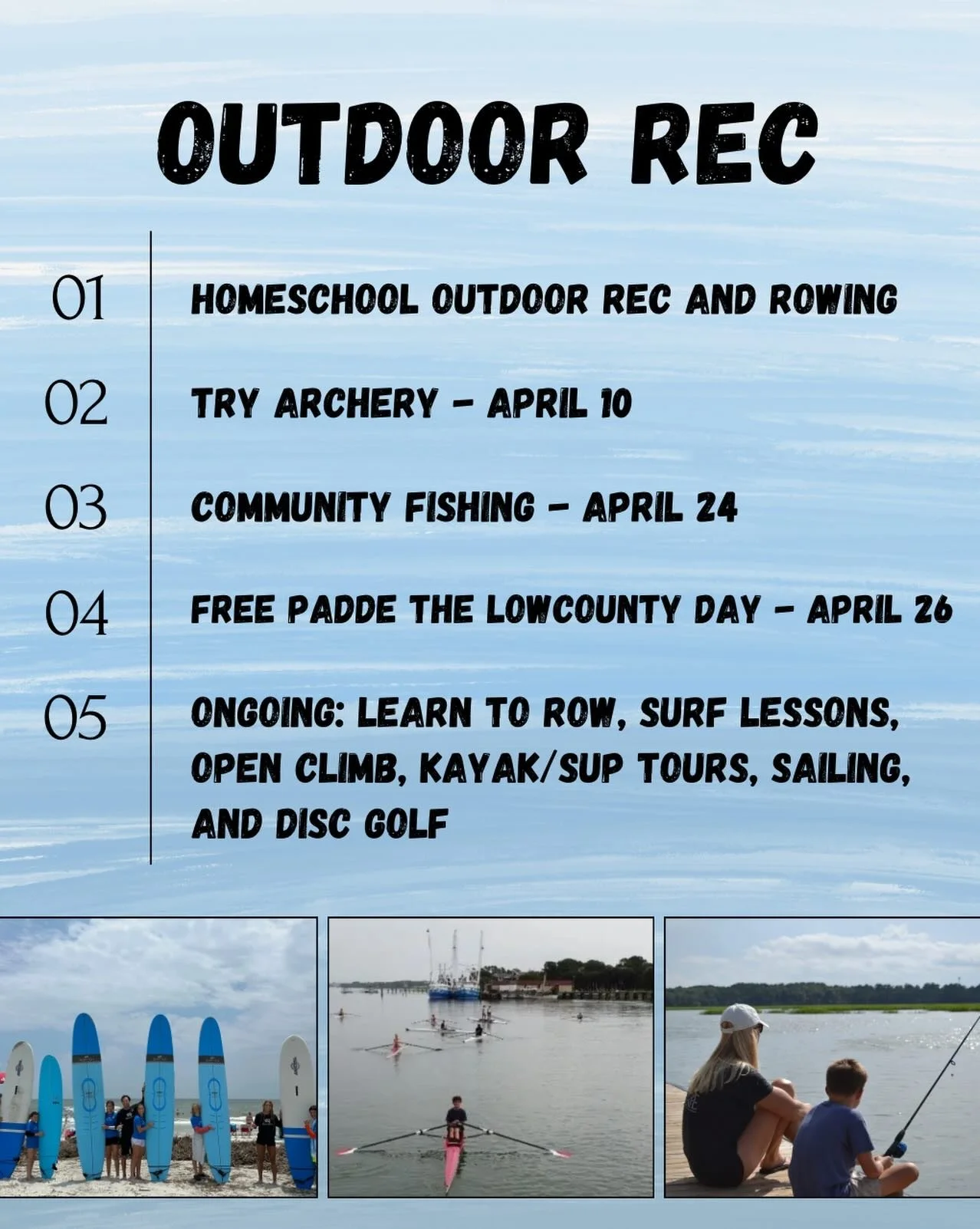 Outdoor Rec isn&rsquo;t just for kids! Outside of Homeschool, we offer many activities for both adults and children: islandreccenter.org/outdoor