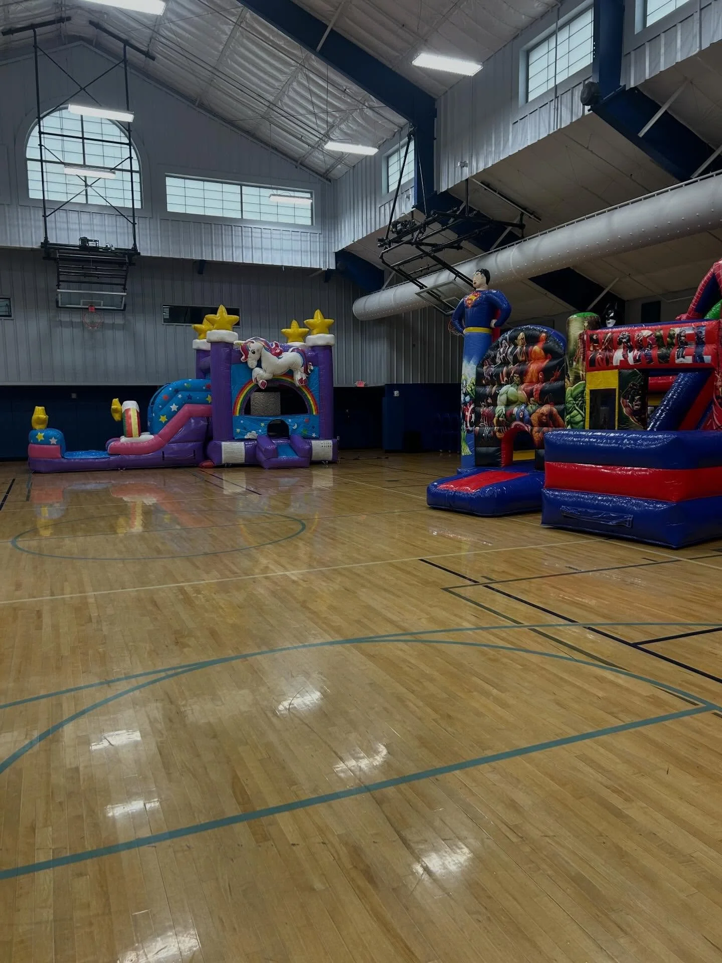 We are set up for Free Family Fun Day 12-3 today! All outside activities have been cancelled due to rain, but come on over inside for free bracelet making, bouncies, popcorn, and FUN!