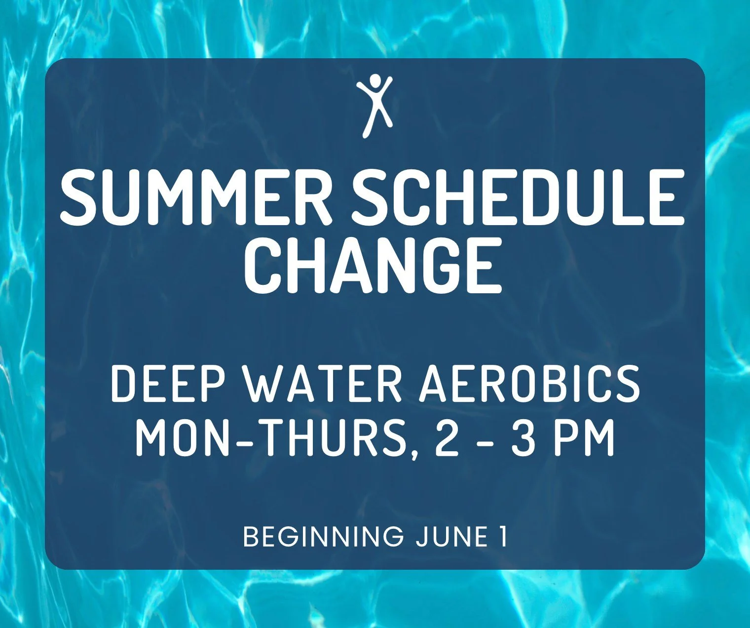 FYI catch Deep Water Aerobics all summer long at 2-3pm, Monday through Thursday! View our full classs schedule at islandreccenter.org/fitness-class-schedule