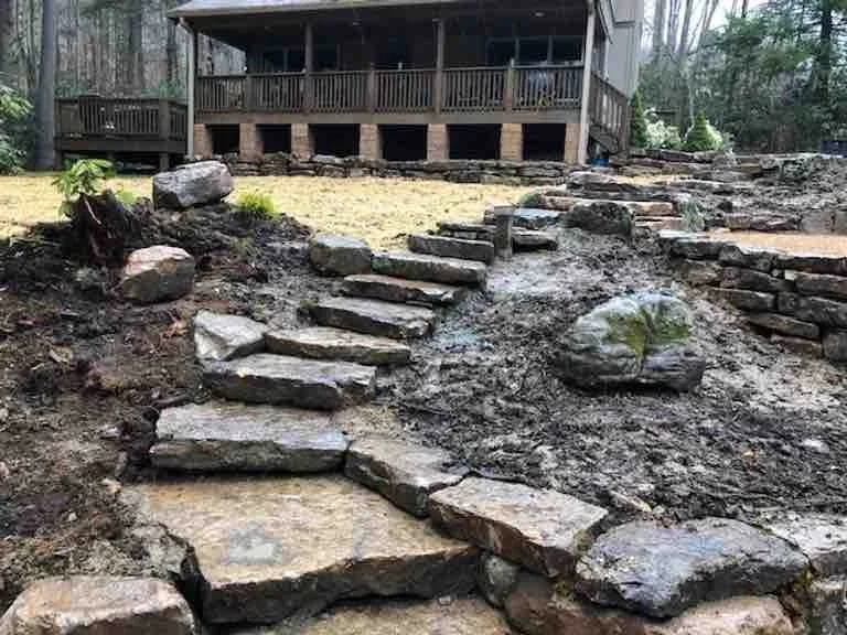 Hardscape steps leading to a home