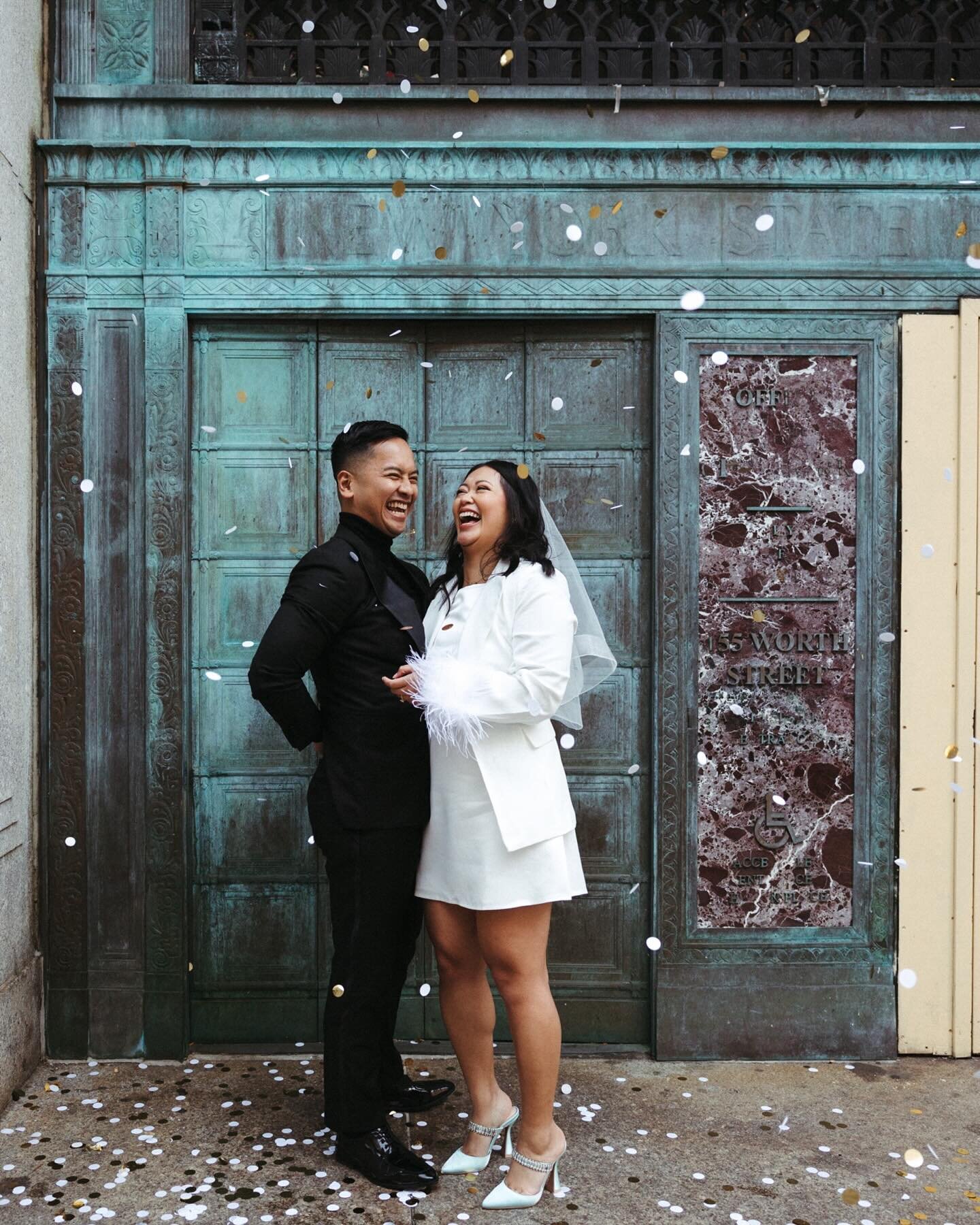 confetti after your city hall ceremony is mandatory. im sorry, i don&rsquo;t make the rules

hmu: @nicolepalladini_mua /@pallabeauty 
dress: @reformation 
blazer: @peppermayo 
coat: @zara
bride's shoes: be mine from @asos 
suit:@suitsupply
groom's sh