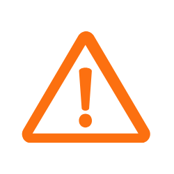 SQN GeoSciences Icon  Orange warning triangle with an exclamation mark inside.