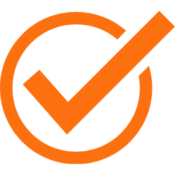 Orange checkmark inside a circular outline
