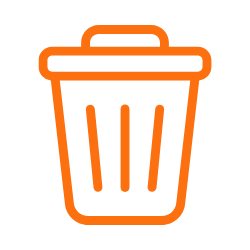 SQN GeoSciences Icon Outline drawing of a trash can with a lid.