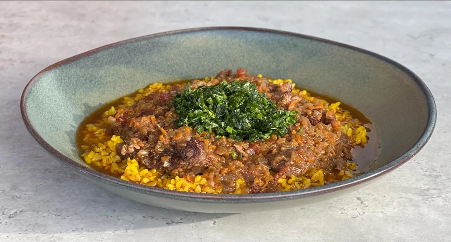 H&ouml;grevsgryta milanese med gremolata och sm&ouml;rigt saffransris