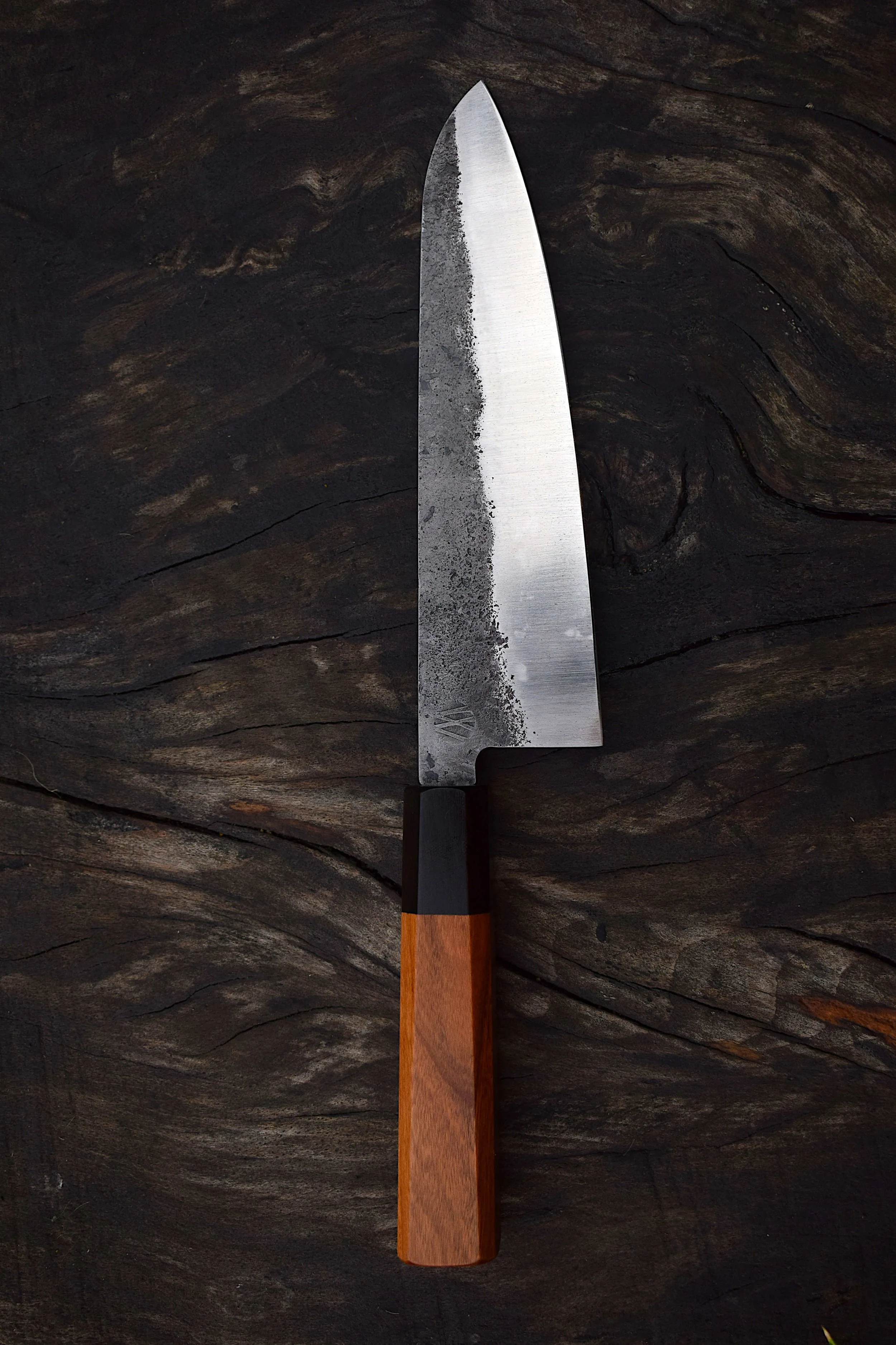 Santoku, 168mm, 52100 carbon steel. Cherry