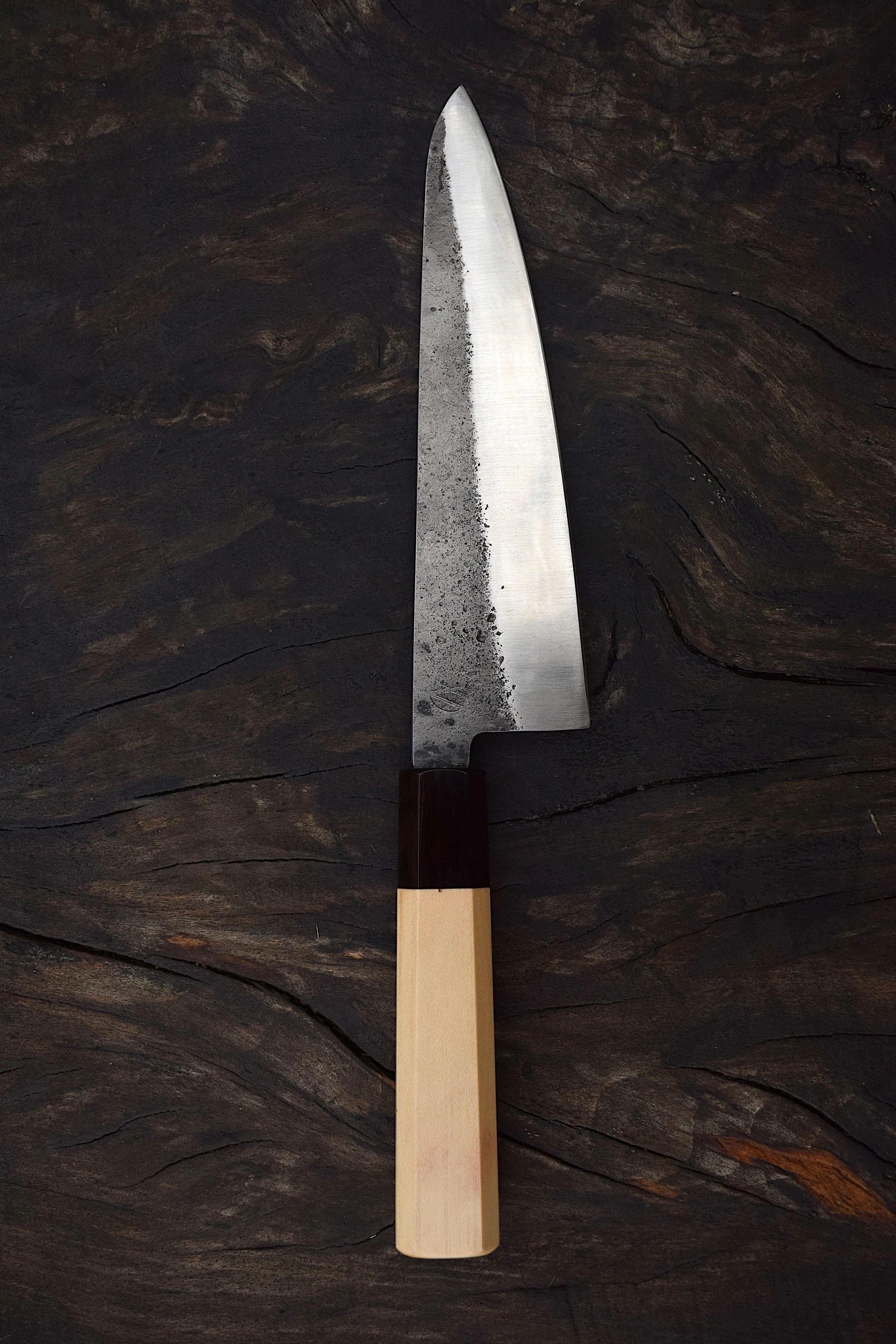 Gyuto, heavy. 175mm, 52100 carbon steel. Holly.