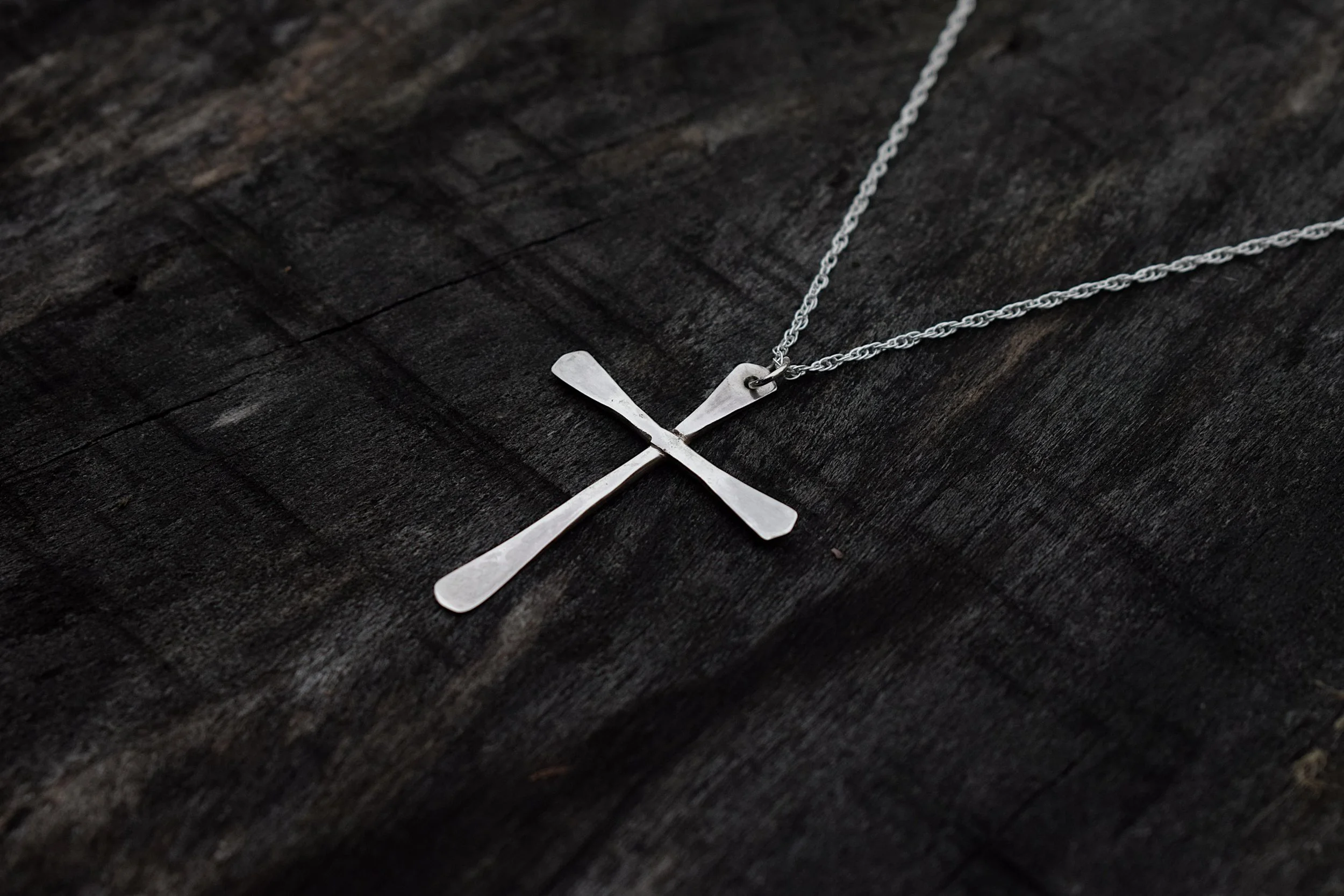 Silver cross necklace, sterling silver handmade