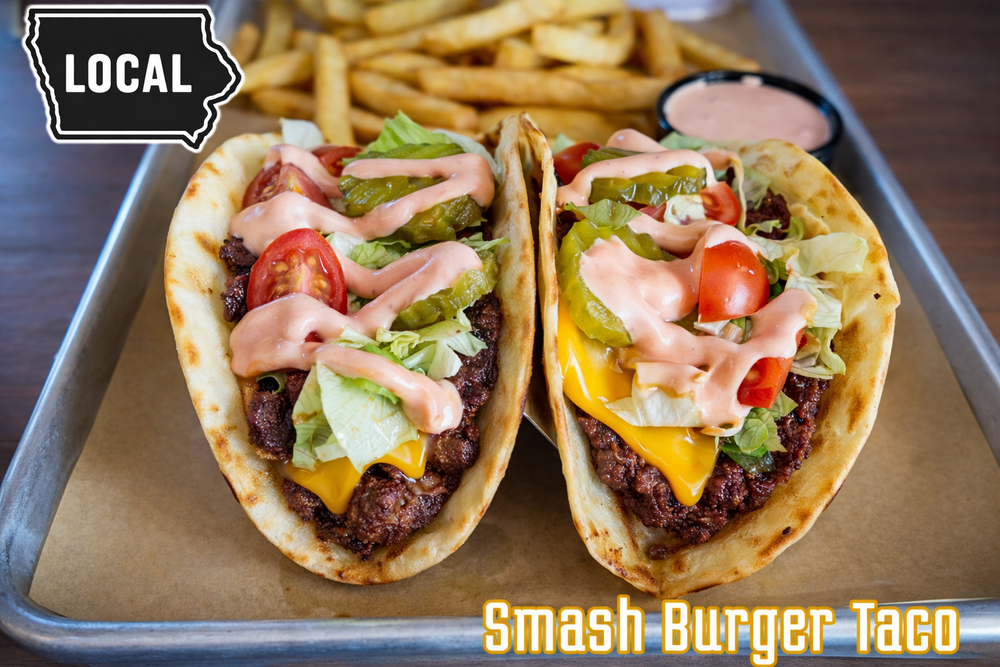 Smash Burger Tacos with fries