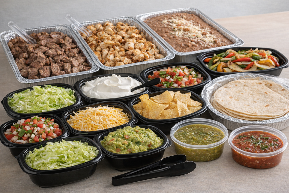 Fiesta taco bar catering spread