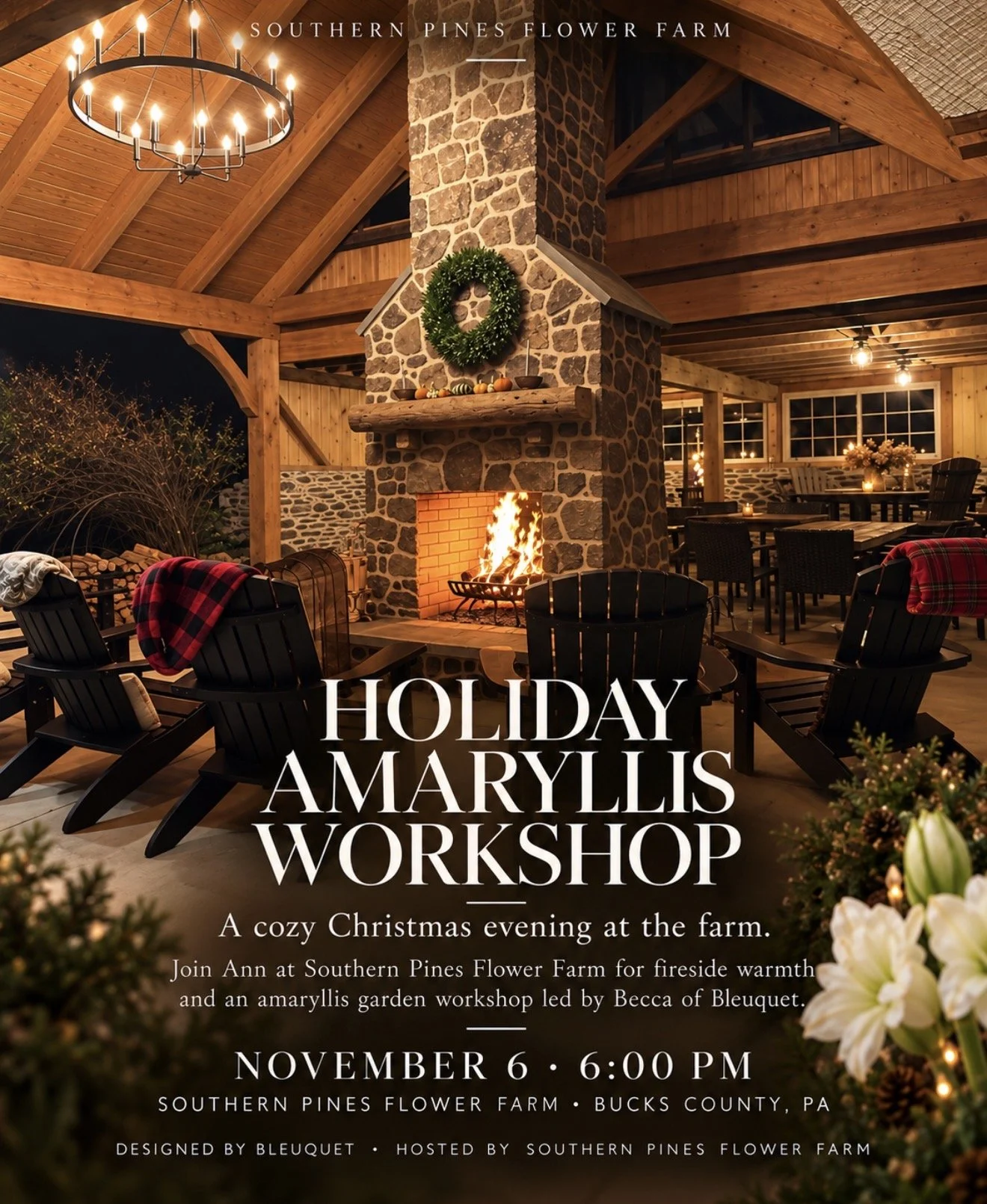 Amaryllis + Holiday Bulb Workshop (Bleuquet x Southern Pines Flower Farm)