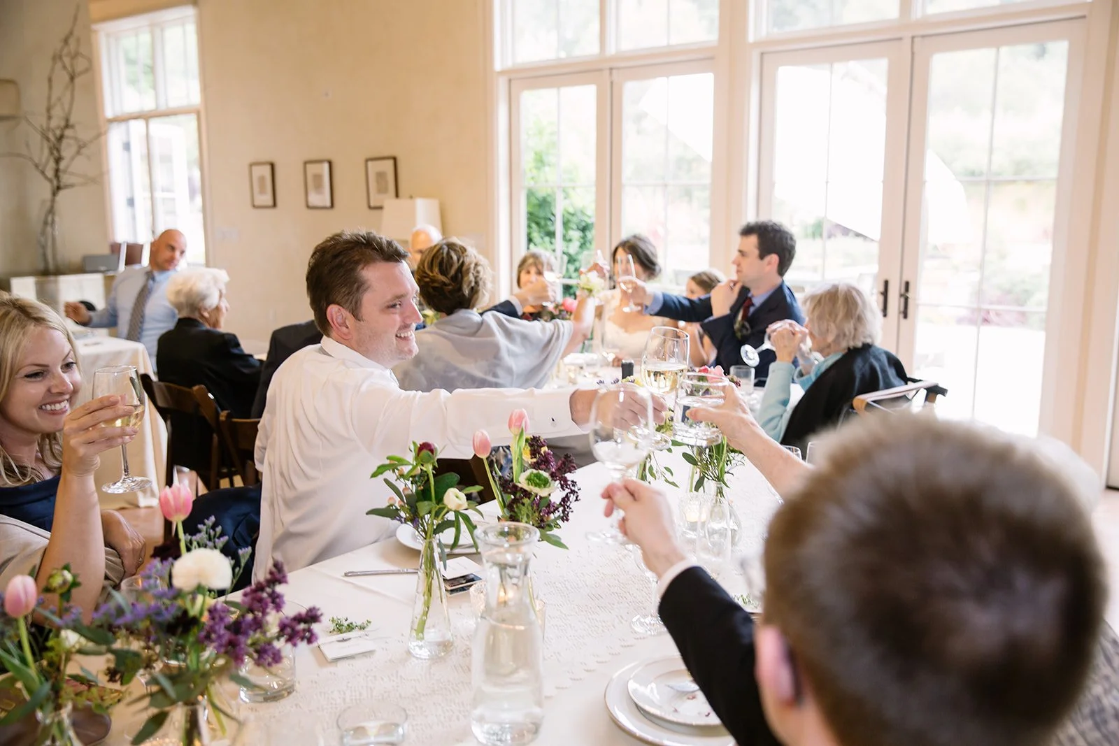 intimate wedding toast in Sebastopol rental house
