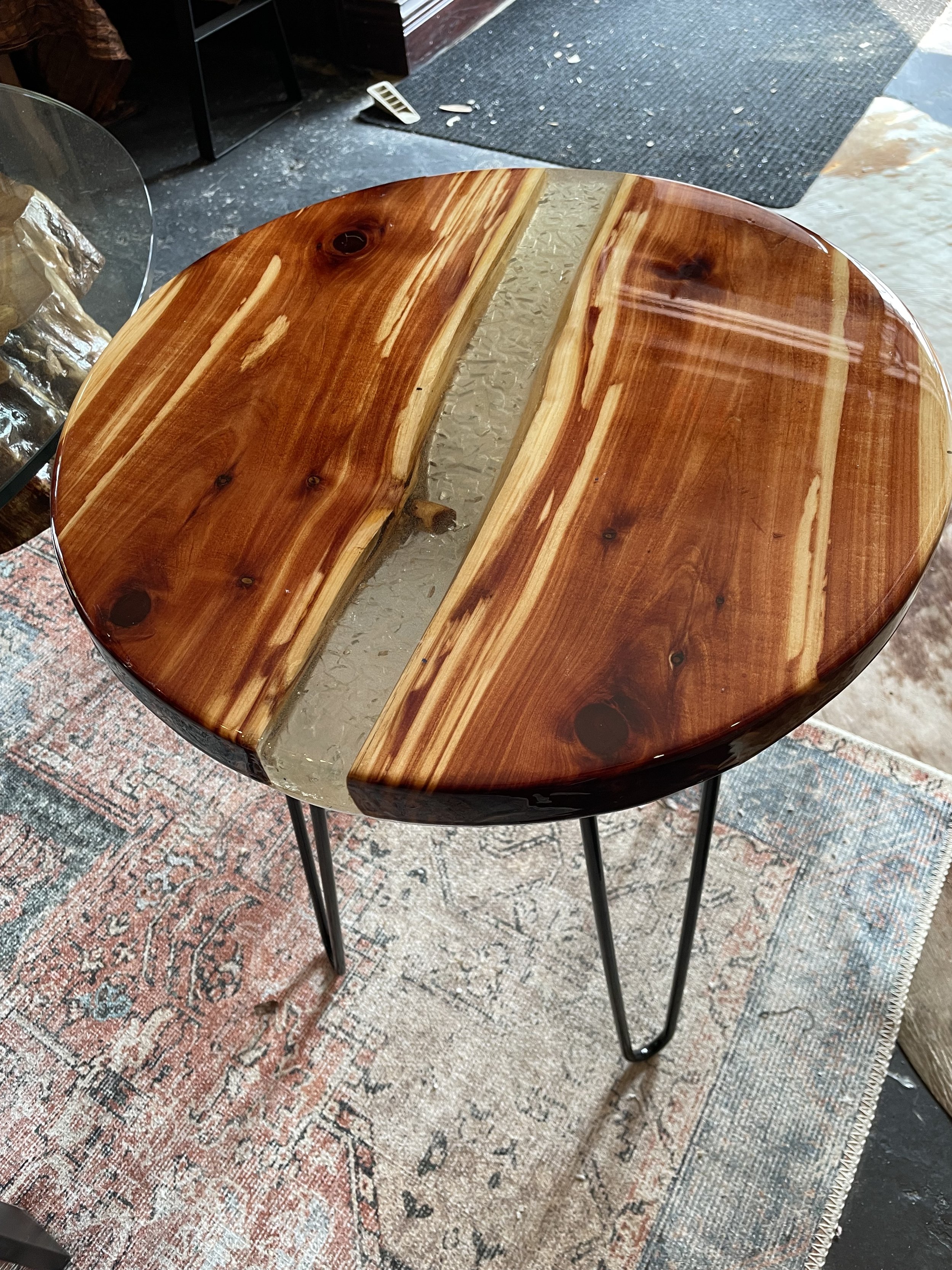 river resin side table