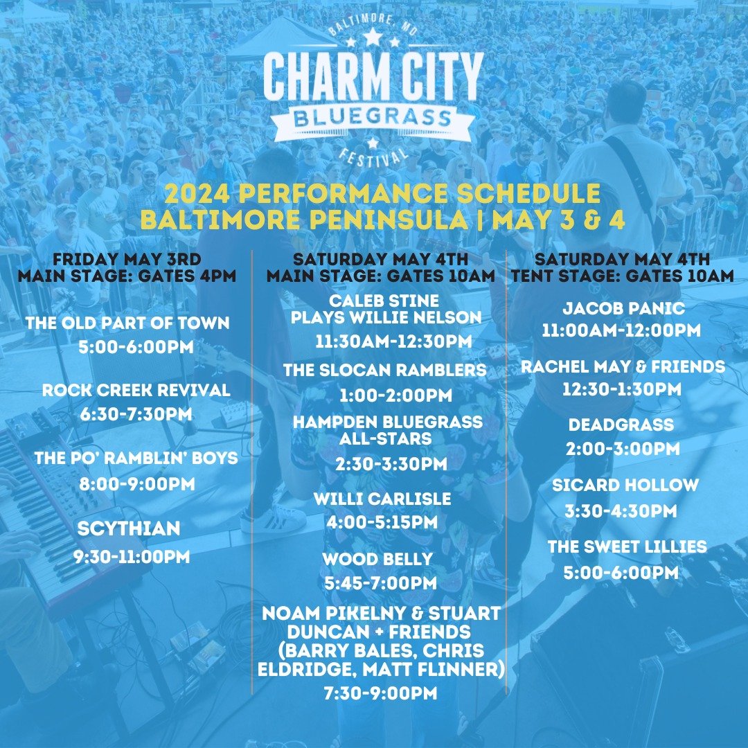 Sittin' by the water, spending time with family and friends... Does it get any better than that?🌊👨&zwj;👩&zwj;👧&zwj;👦

Well, our pals at Charm City Bluegrass figure you can add a whole lot of great music to the mix, too! 🎻🎶 They're servin' up s
