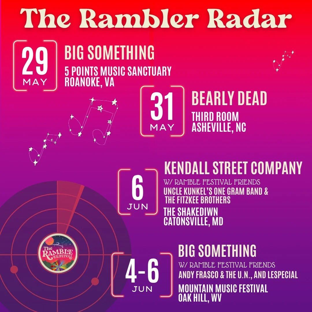 The Rambler Radar keeps on rollin&rsquo;, y&rsquo;all 🚨🎻

Our Ramble fam is out there lightin&rsquo; up stages all along the east coast, bringin&rsquo; the heat from festival fields to hometown late-nights. There&rsquo;s a whole lotta live music wa
