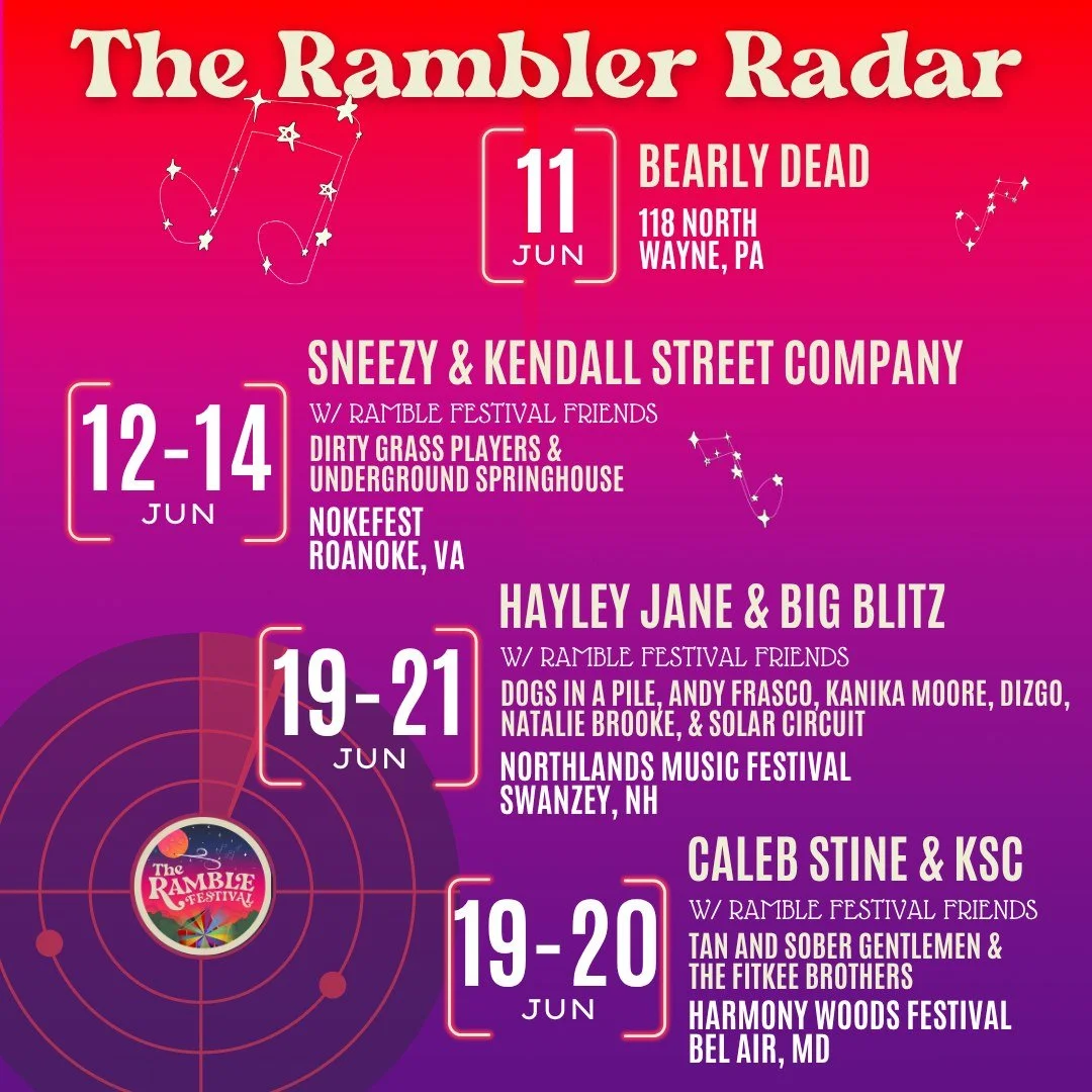 Live music season is in full swing, and our Ramble friends are keeping busy on stages near and far. From festivals and theaters to hometown venues and late-night jams, there are plenty of opportunities to catch some great music over the coming weeks.