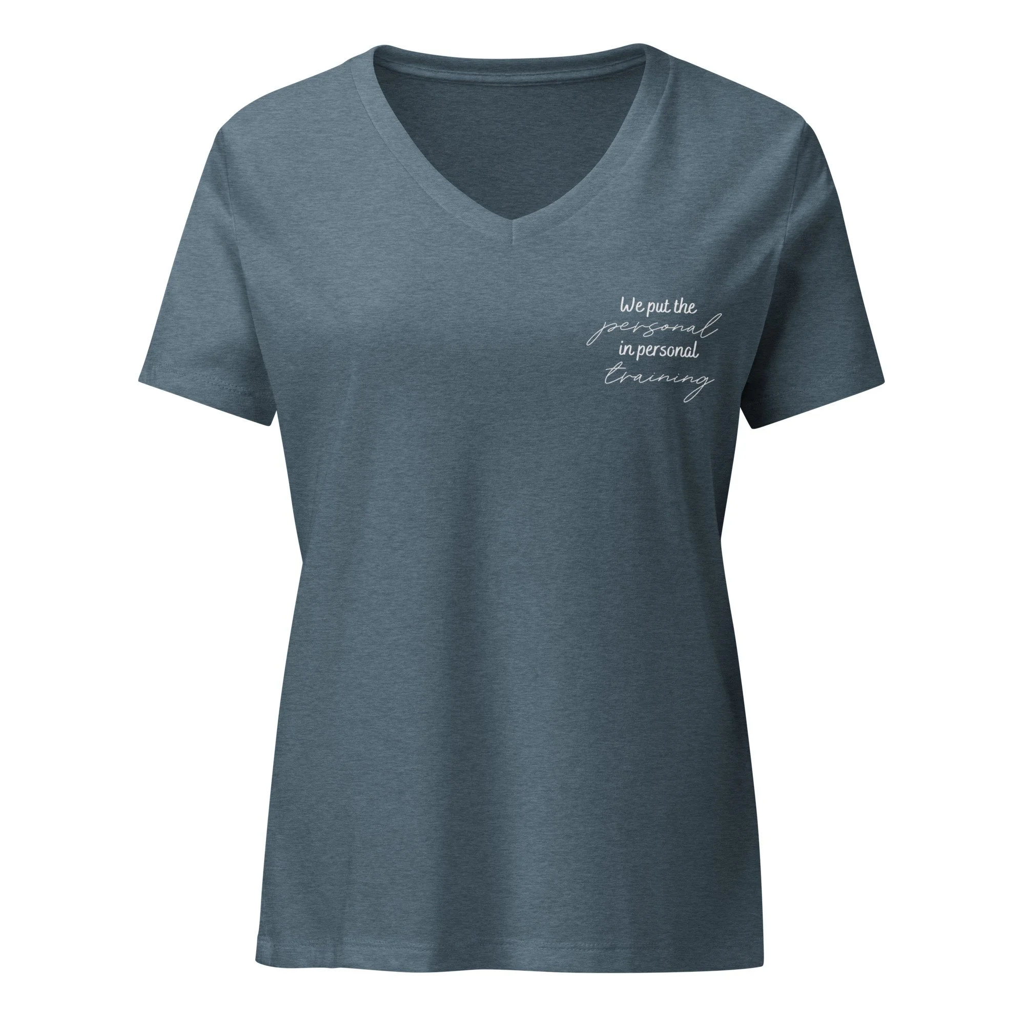 Women's Relaxed V-Neck T-Shirt with White Lettering