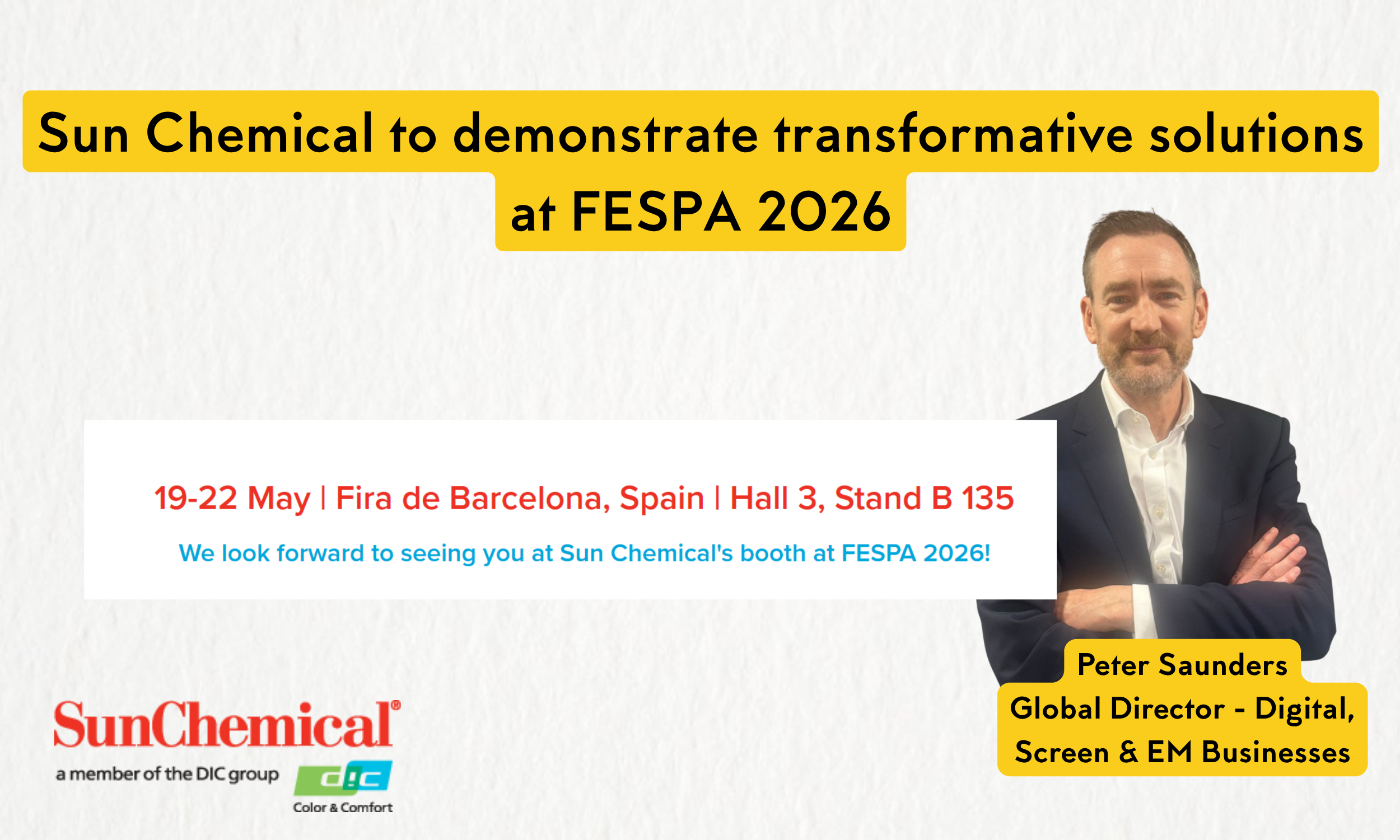 Sun Chemical to demonstrate transformative solutions at FESPA 2026