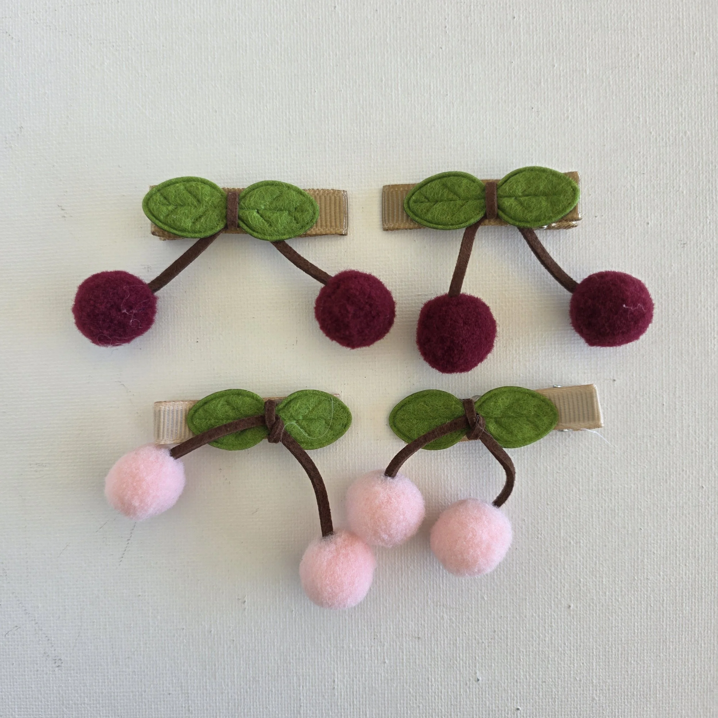 Cherry PomPom Clips (pair)