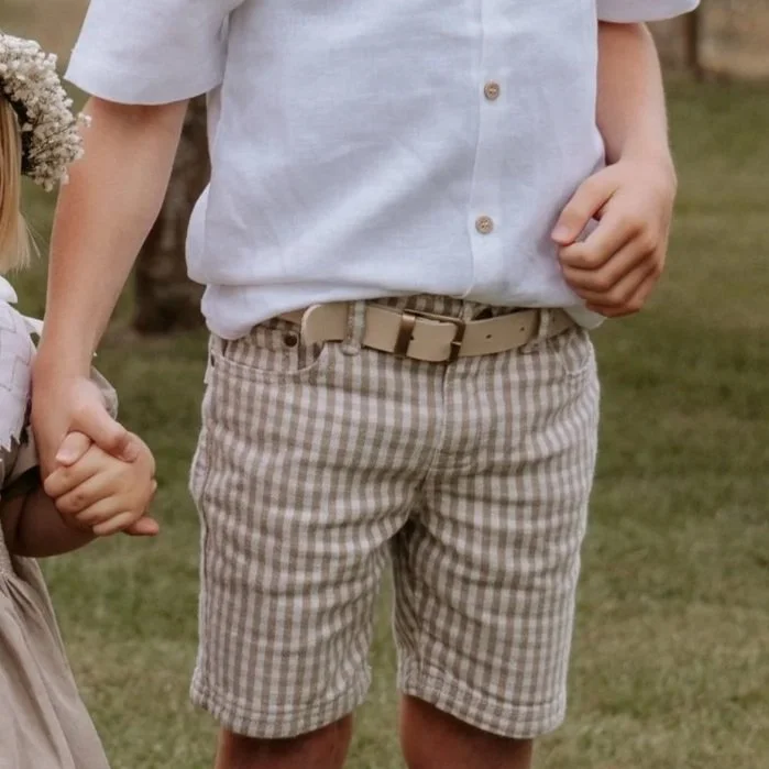 Leather Boys Belt - Bone