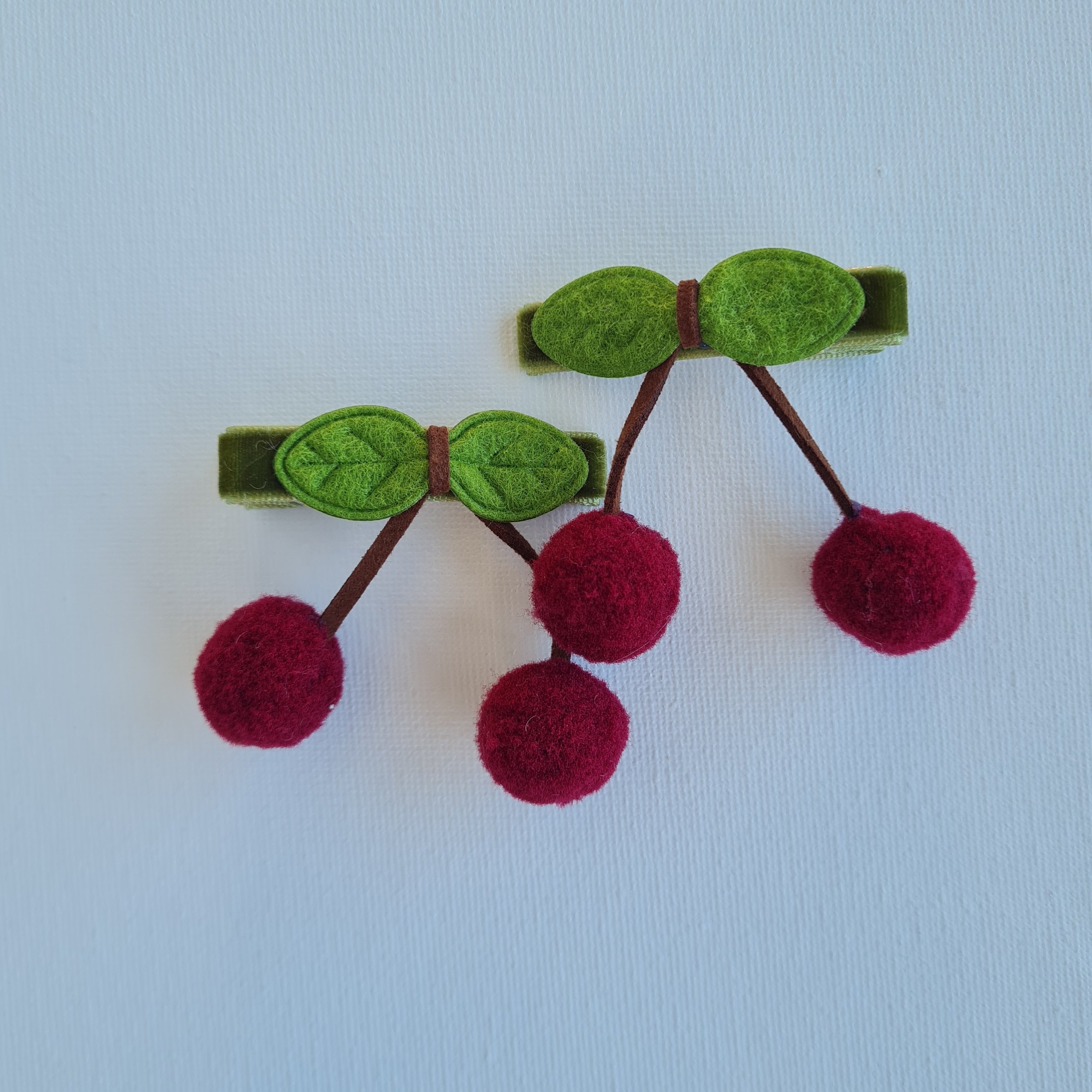 Cherry PomPom Clips