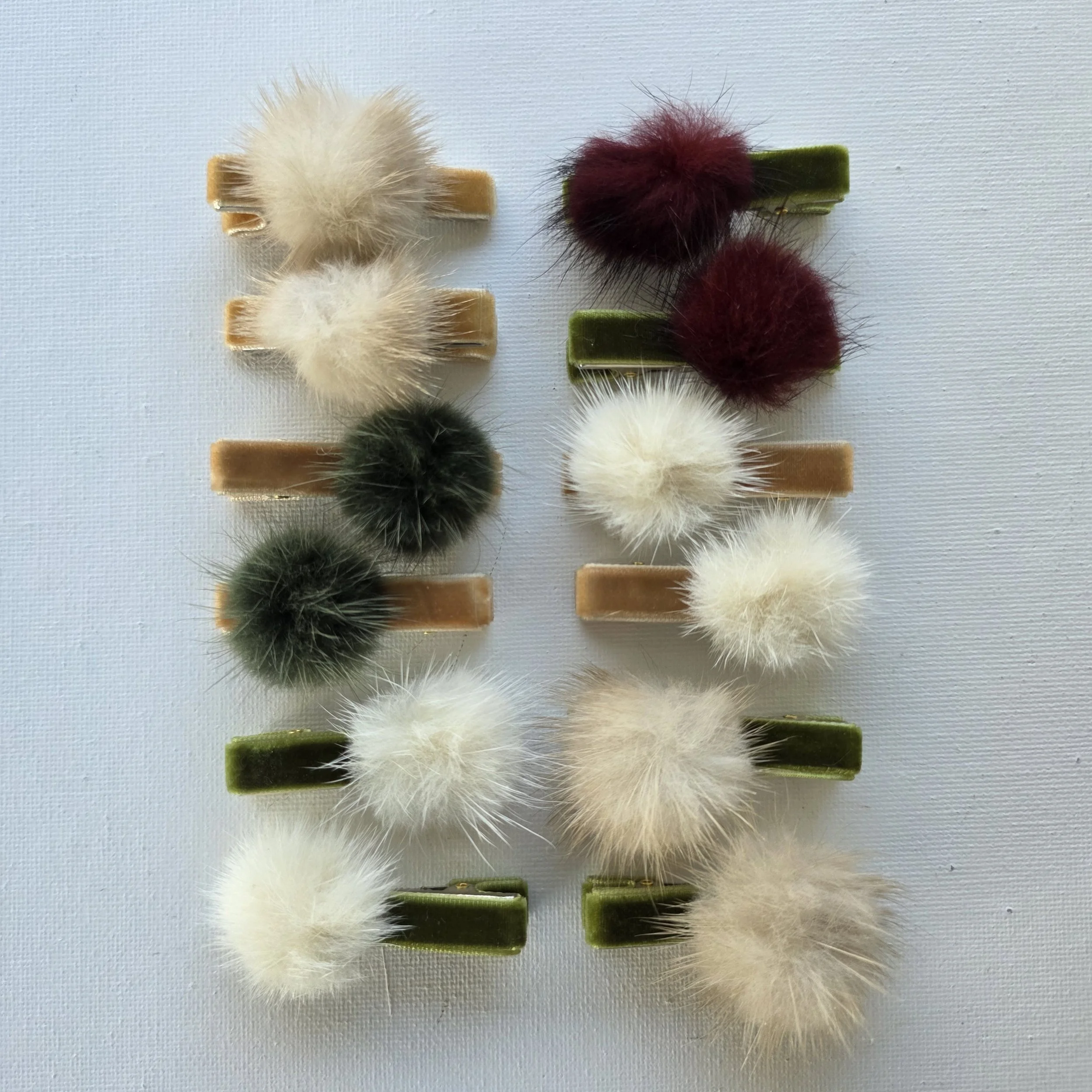 Medium Mink PomPom Clips (pair)
