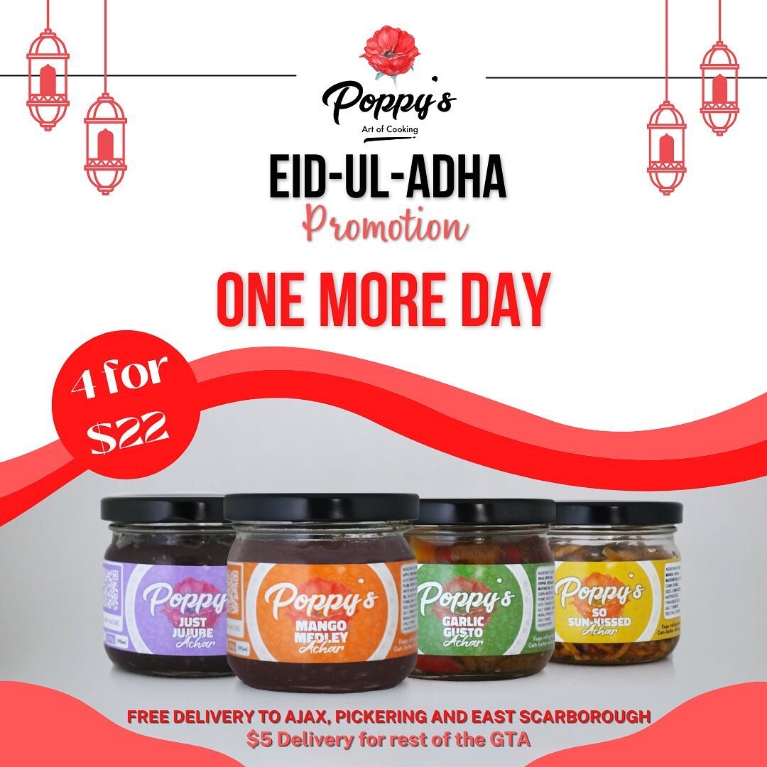 ‼️One More Day to Shop the Eid Promo‼️

Get all 4 of our Pickles for a special discounted price of $22! Perfect to try all of our flavours or even to give as a gift to family and friends! ✨

And of course, we are now offering FREE delivery to everyon