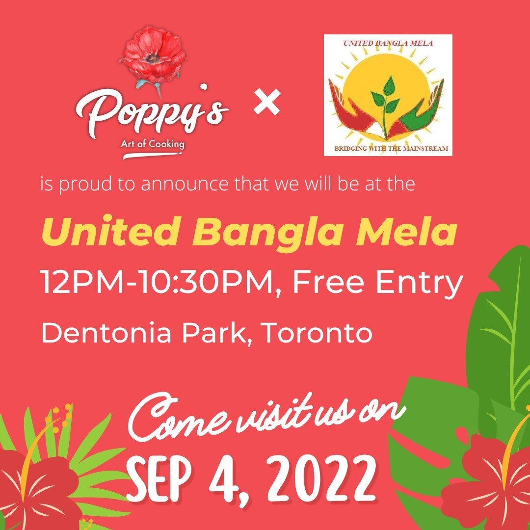 Ready for the most authentic Bengali experience of the summer? 

Check out United Bangla Mela taking place Sunday Sep 4th from 12PM-10:30PM at Dentonia Park! 

We will have a booth where you can come by, meet us, have some free samples, buy some Sout