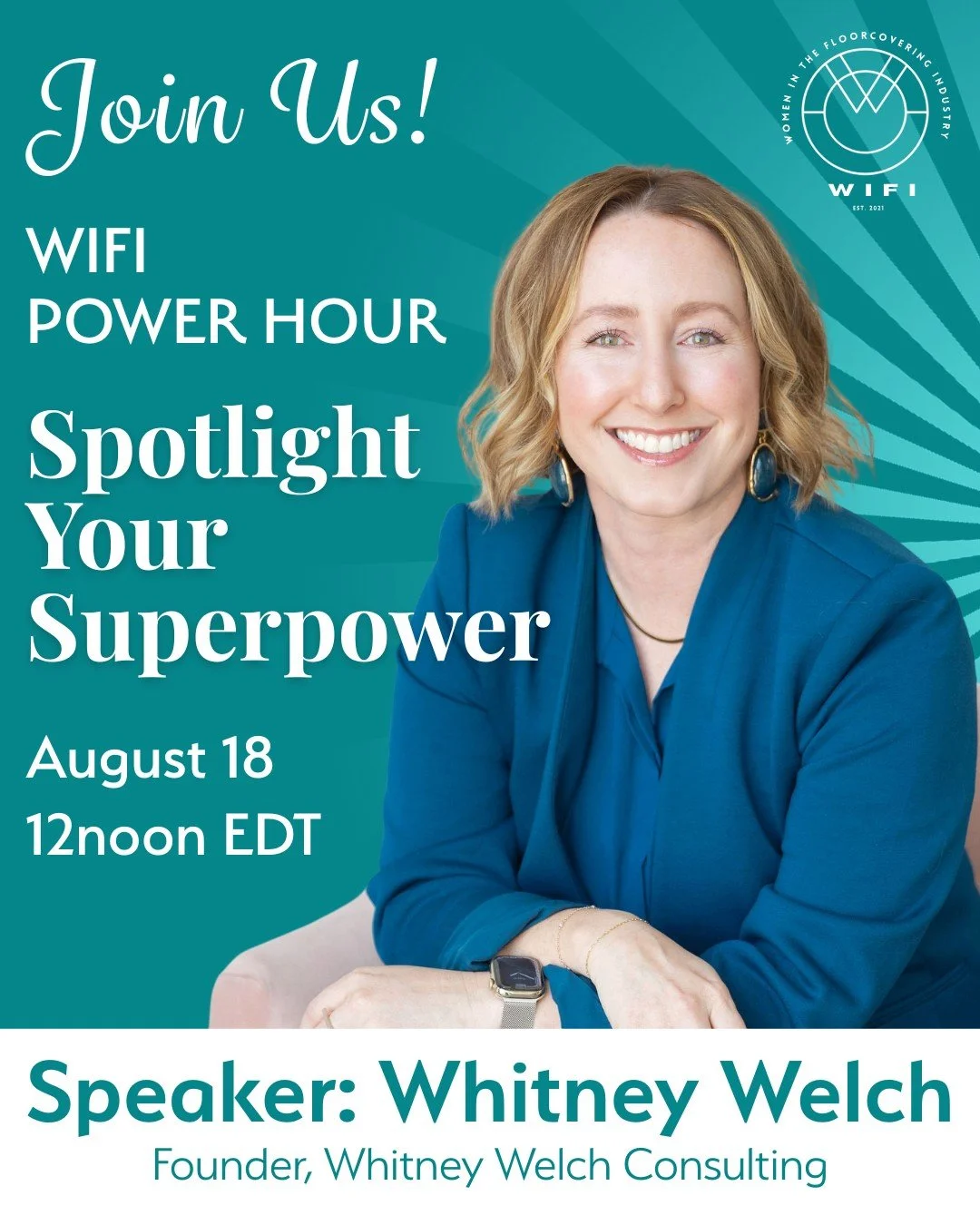 ✨ Spotlight Your Superpower ✨
🗓️ August 18 | ⏰ 12:00 PM EDT
📍 Virtual &ndash; Free to attend!
🔗 Register now at the link in our bio &gt; Power Hour!

Every woman has a superpower &mdash; what&rsquo;s yours? 💥
Join WIFI for a dynamic Power Hour le