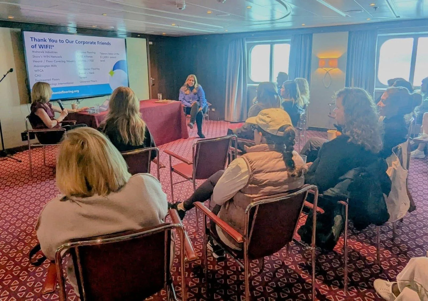 🌊🚢 WIFI on the Waves 🚢🌊

During the QFloors User Conference Cruise, FCW&rsquo;s Sharyn Bernard &mdash; co-chair of the WIFI Events Committee &mdash; and Dr. Lori Schade led a powerful conversation for Women in the Floorcovering Industry.

Togethe