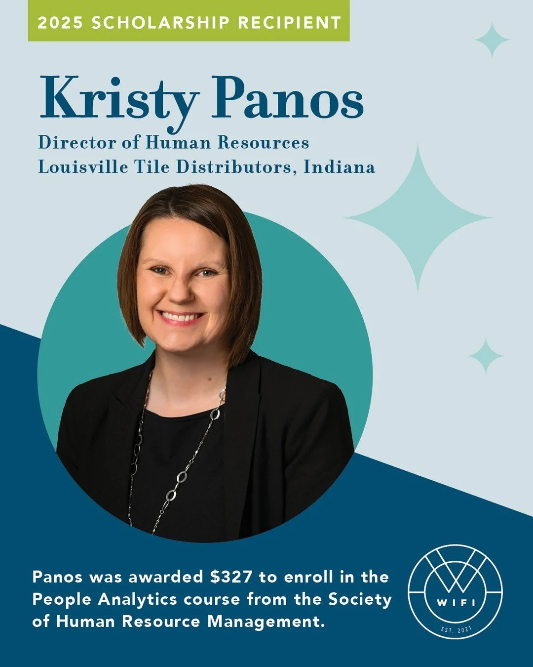 π Scholarship Spotlight: Kristy Panos
Meet Kristy Panos, Director of Human Resources at @Louisville_tile in Indiana—and a 2025 WIFI Scholarship recipient! Kristy was awarded $327 to enroll in the People Analytics course from the Society for H