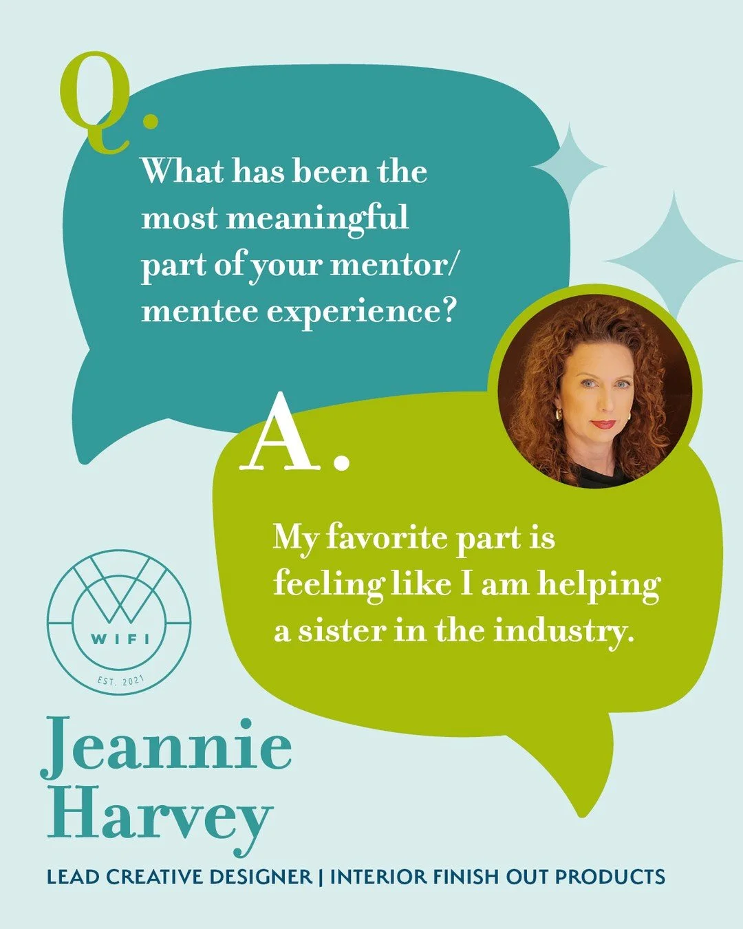 Mentorship isn&rsquo;t just about career advice &mdash; it&rsquo;s about connection. 💚

Meet Jeannie Harvey, lead creative designer at Interior Finish Out Products, and a participant in the WIFI Mentor Program! What is the most meaningful part to he