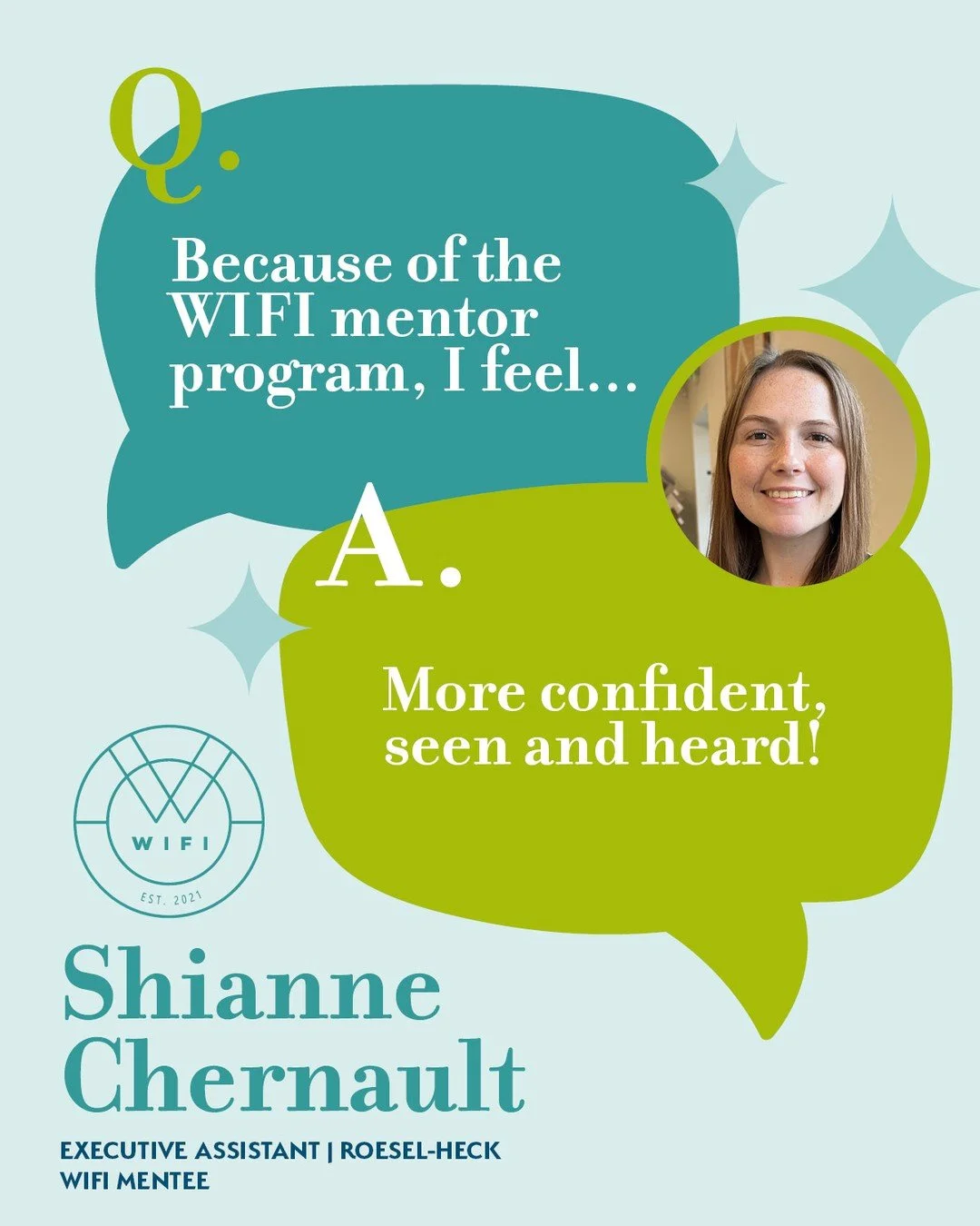 Sometimes, a little extra support makes all the difference. 💚

Meet Shianne, executive assistant at @roeselheck and a WIFI mentee. Through the WIFI Mentor Program, she gained even more confidence and felt further supported through regular check-ins 