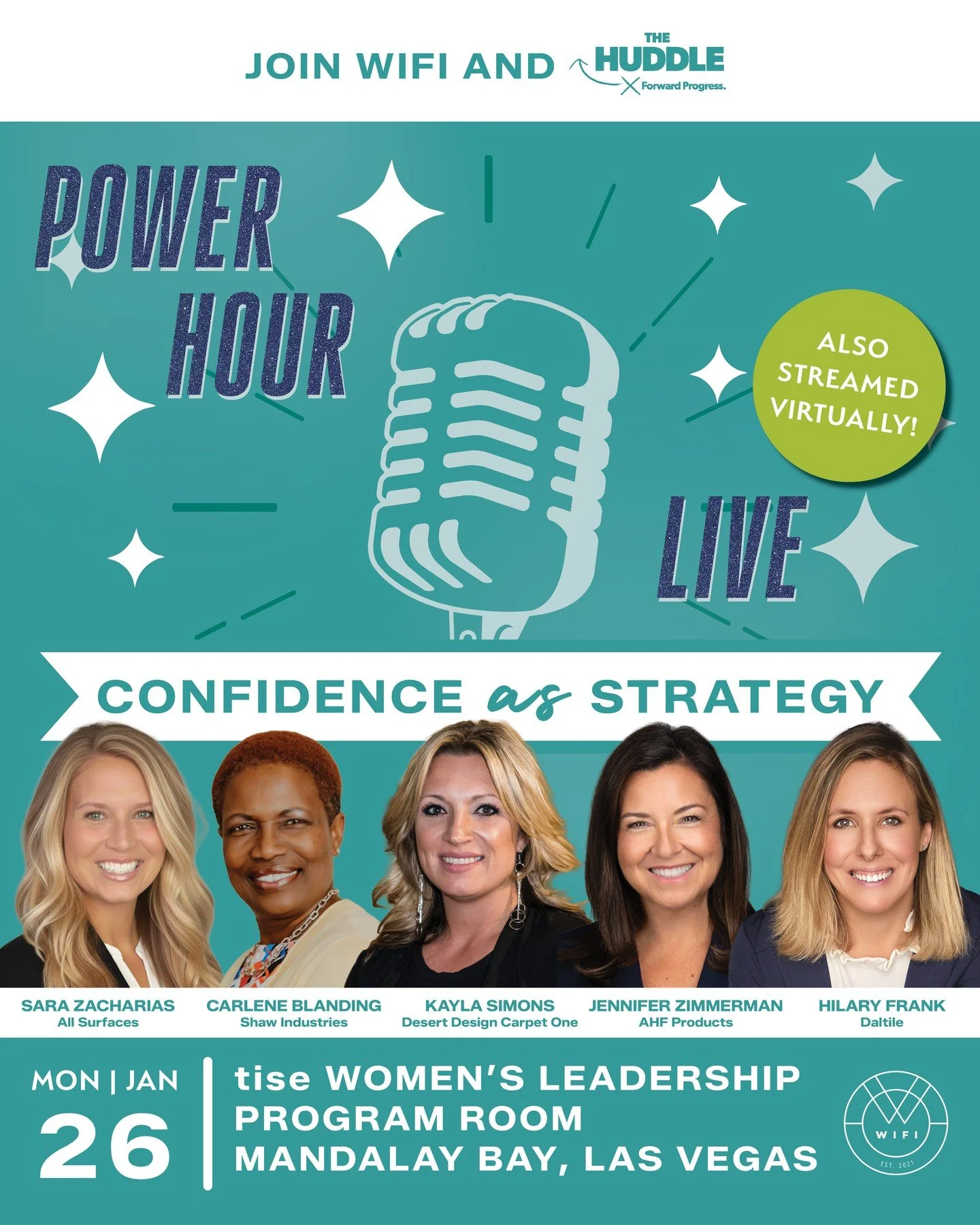 ✨ For the first time ever, WIFI Power Hour is LIVE! ✨

Join us in person at the The International Surface Event Women&rsquo;s Lounge in Las Vegas or tune in virtually with The Huddle Podcast at 2PM PST / 11AM EST for a powerful conversation on turnin