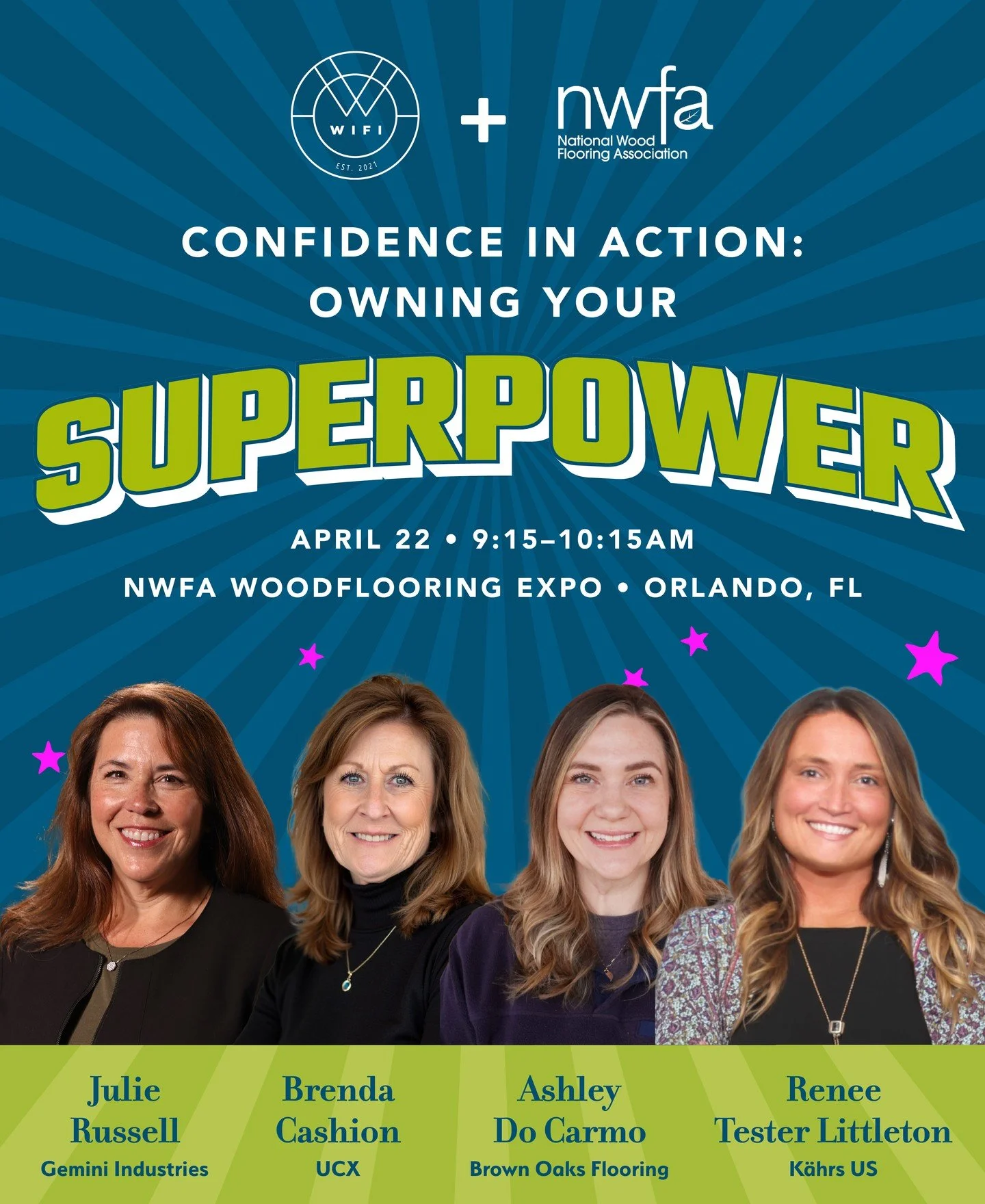 💥 Your confidence is your superpower. Are you using it?

📅 April 22 | 9:15&ndash;10:15 AM ET

Join us at the @nwfa_hardwoodfloorsmag Expo in Orlando for Confidence in Action: Owning Your Superpower, a dynamic conversation designed to help you step 