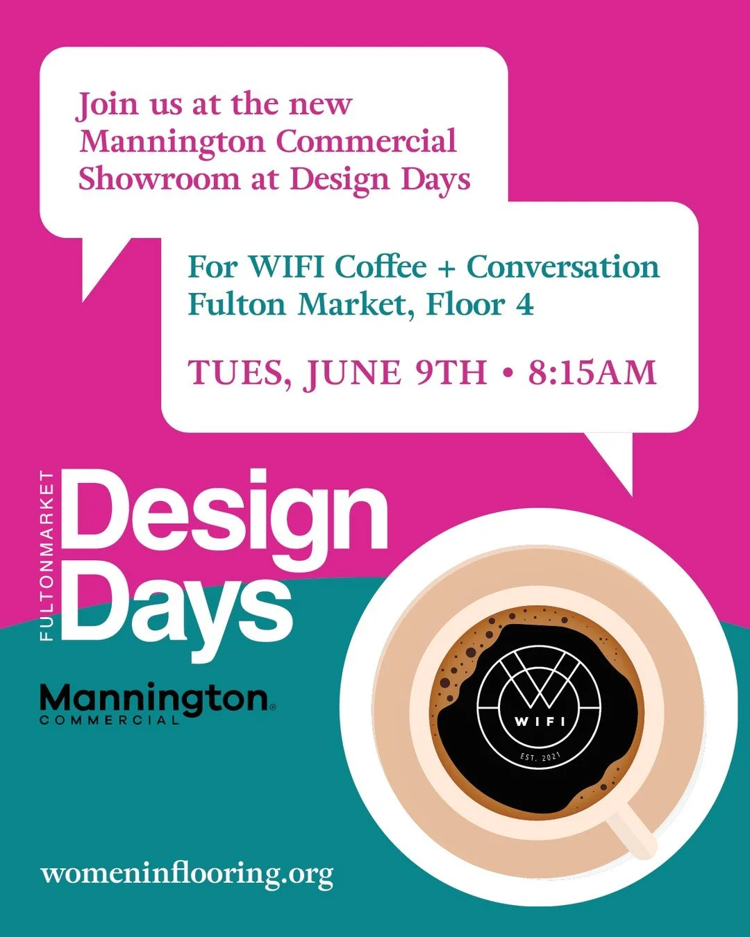 Sip, chat, and get inspired! You know you want to hang with WIFI for Coffee &amp; Conversation at #DesignDays2026! We&rsquo;ll be sharing what&rsquo;s new, what&rsquo;s next, and all the exciting WIFI educational opportunities you can plug into this 
