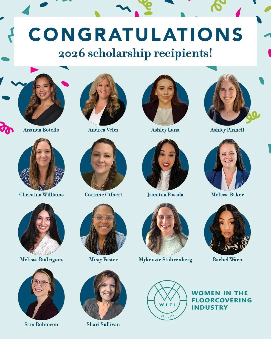 🎓 Women In the Floorcovering Industry (WIFI) is proud to award more than $41,000 in scholarships to 14 incredible women pursuing higher education, certifications, leadership programs and industry training opportunities.

⭐ Meet our 2026 Scholarship 