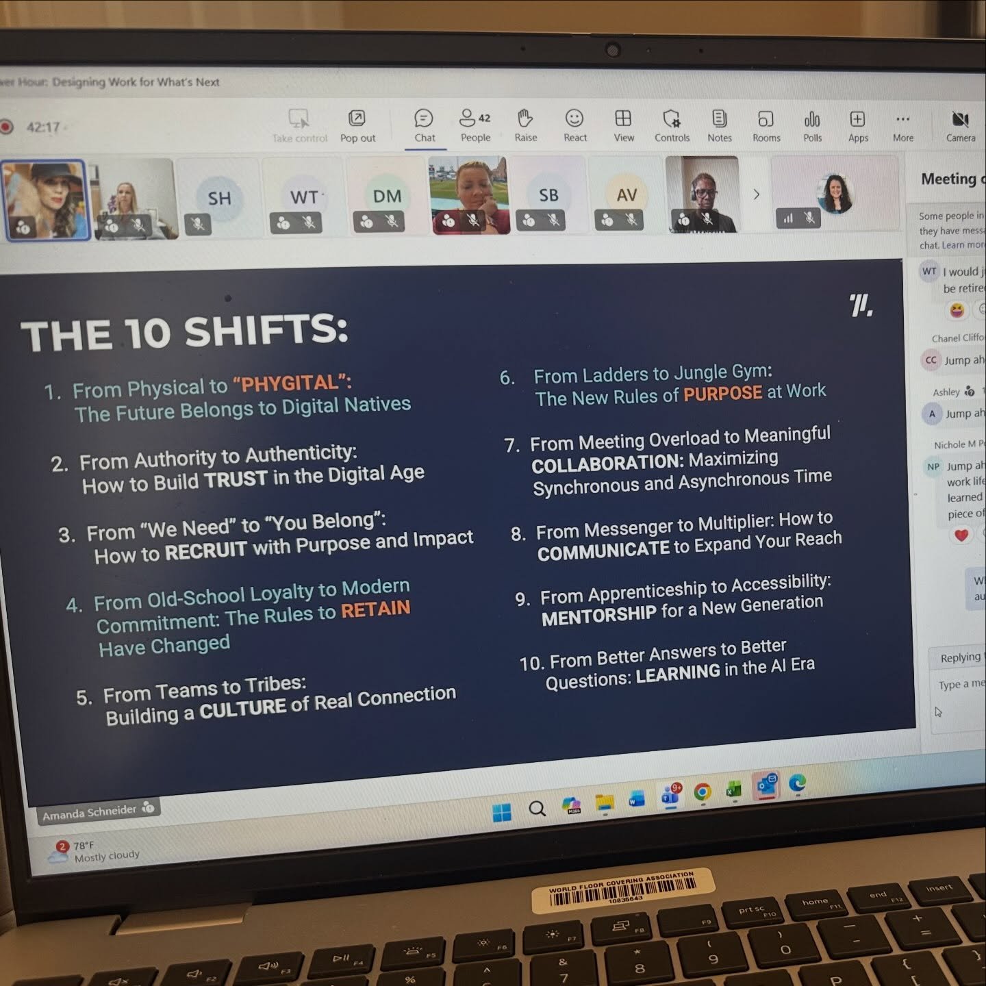 Thank you to Amanda Schneider from @thinklab.design for jumping on the Women In the Floorcovering Industry power hour today to give us a few insights into the future of work! 

Read our recap blog at our link in bio > blog. 

So how do you think w