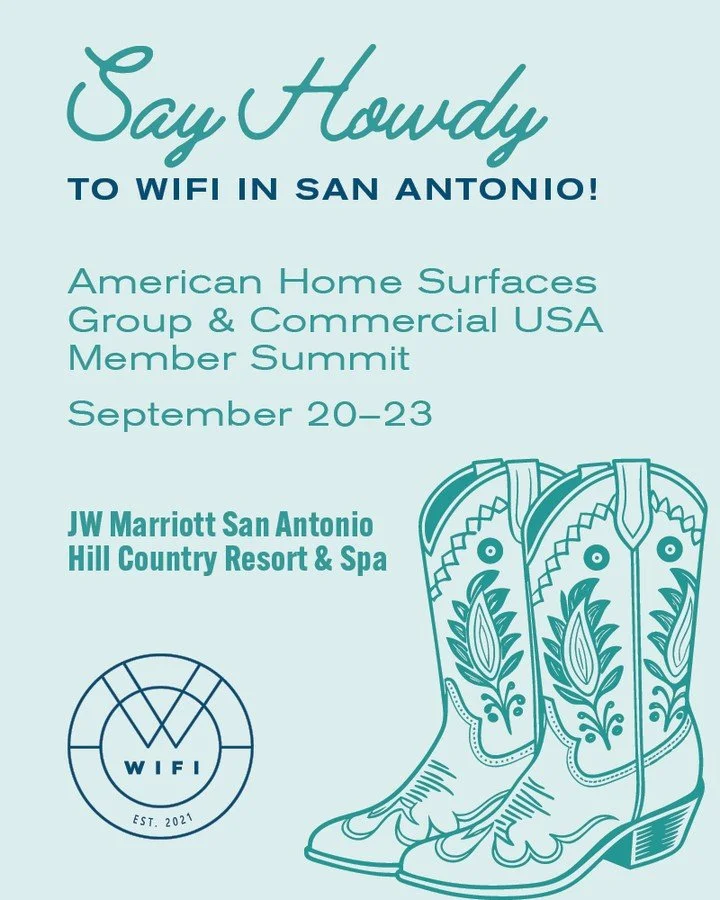 📍 San Antonio, here we come! 🤠

Come see WIFI at the @americanhomesurfacesgroup (AHSG) and Commercial USA Conference, September 20&ndash;23!

We&rsquo;re excited to connect with the flooring community and spread the word about WIFI&rsquo;s FREE pro