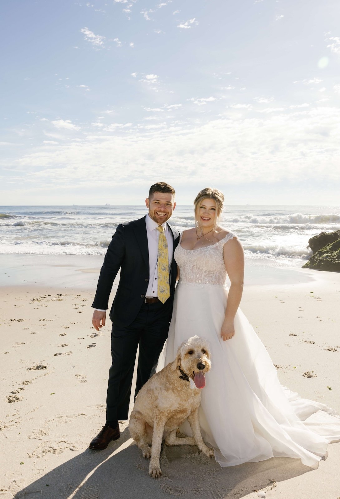 An affordable Long Island elopement with a joyful couple on the beach.