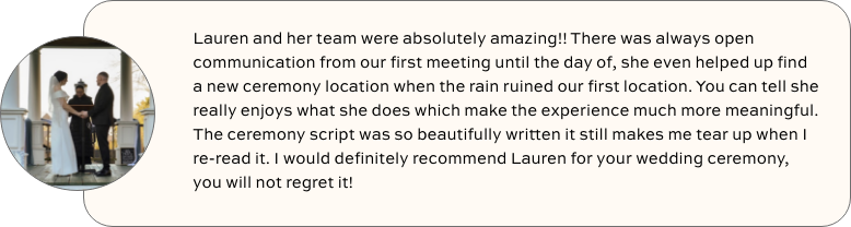 A couple getting married, standing on steps, with a minister or officiant during a wedding ceremony, in front of a church or historic building.