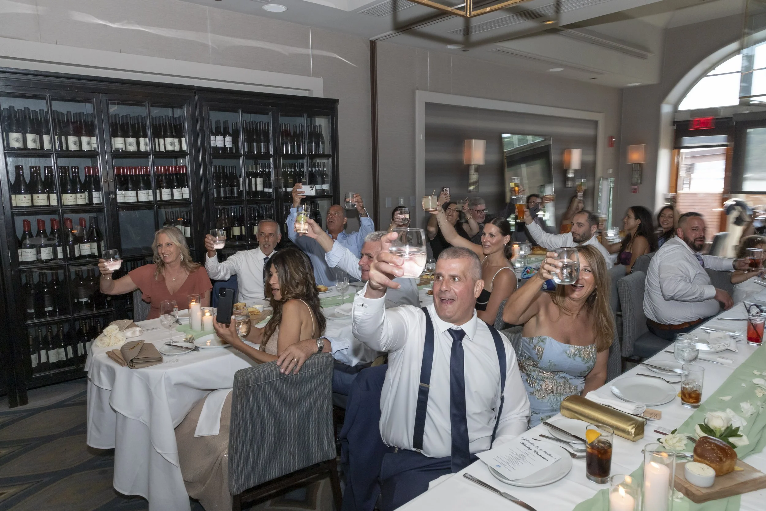 micro wedding reception in restaurant private dining room.